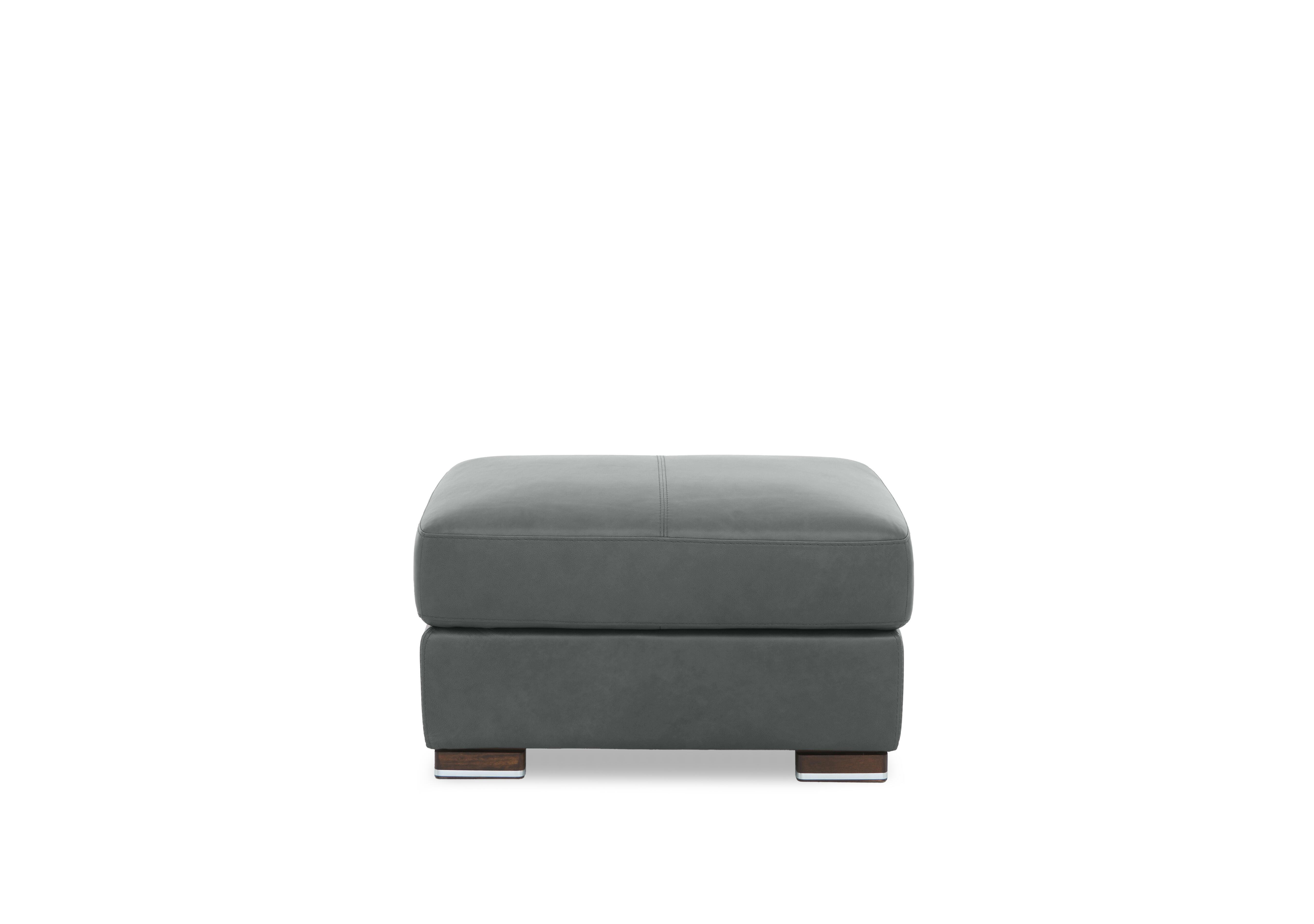 Viali Leather Footstool in Tatto Grey 4370 on Furniture Village
