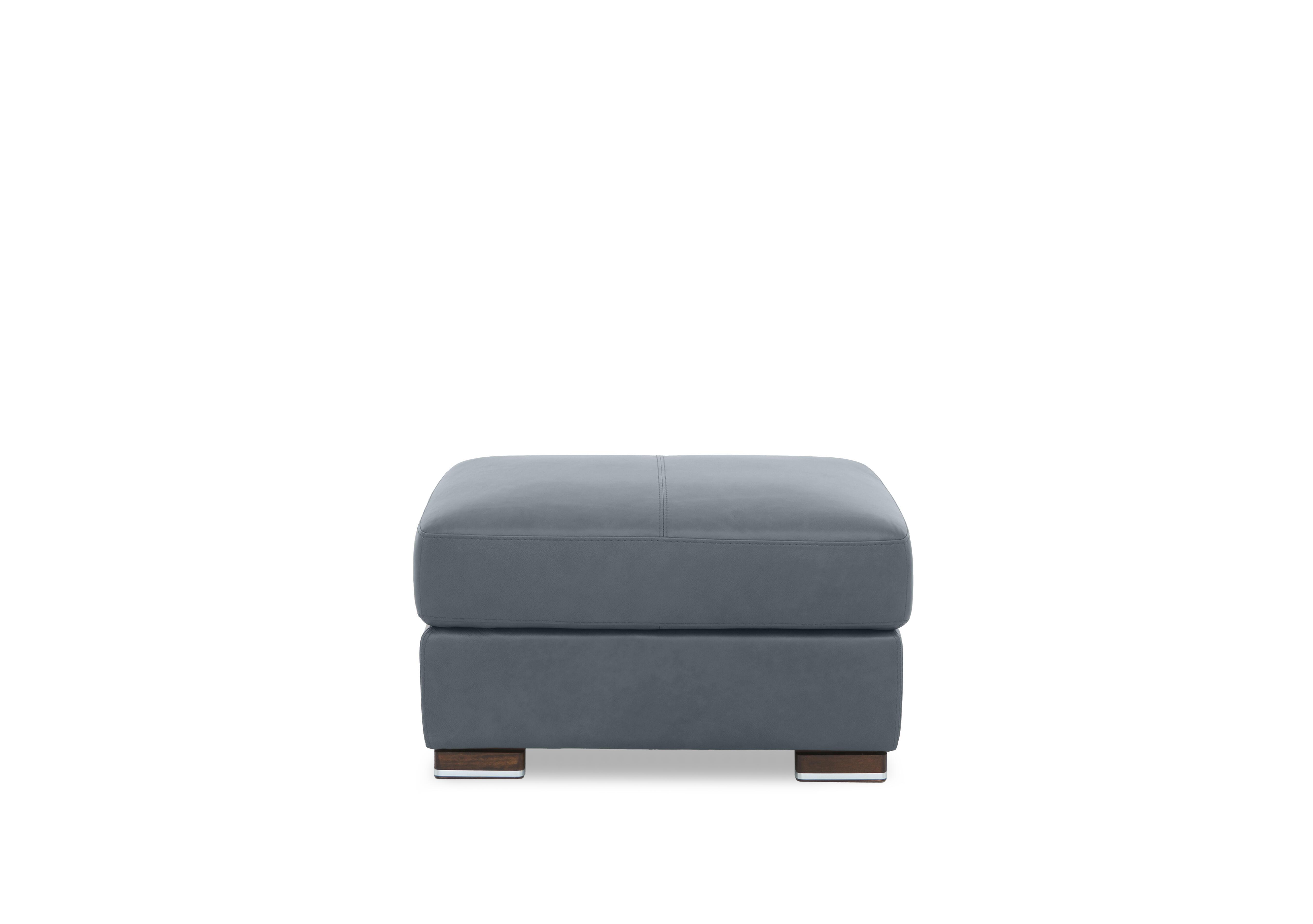 Viali Leather Footstool in Tatto Navy 4371 on Furniture Village