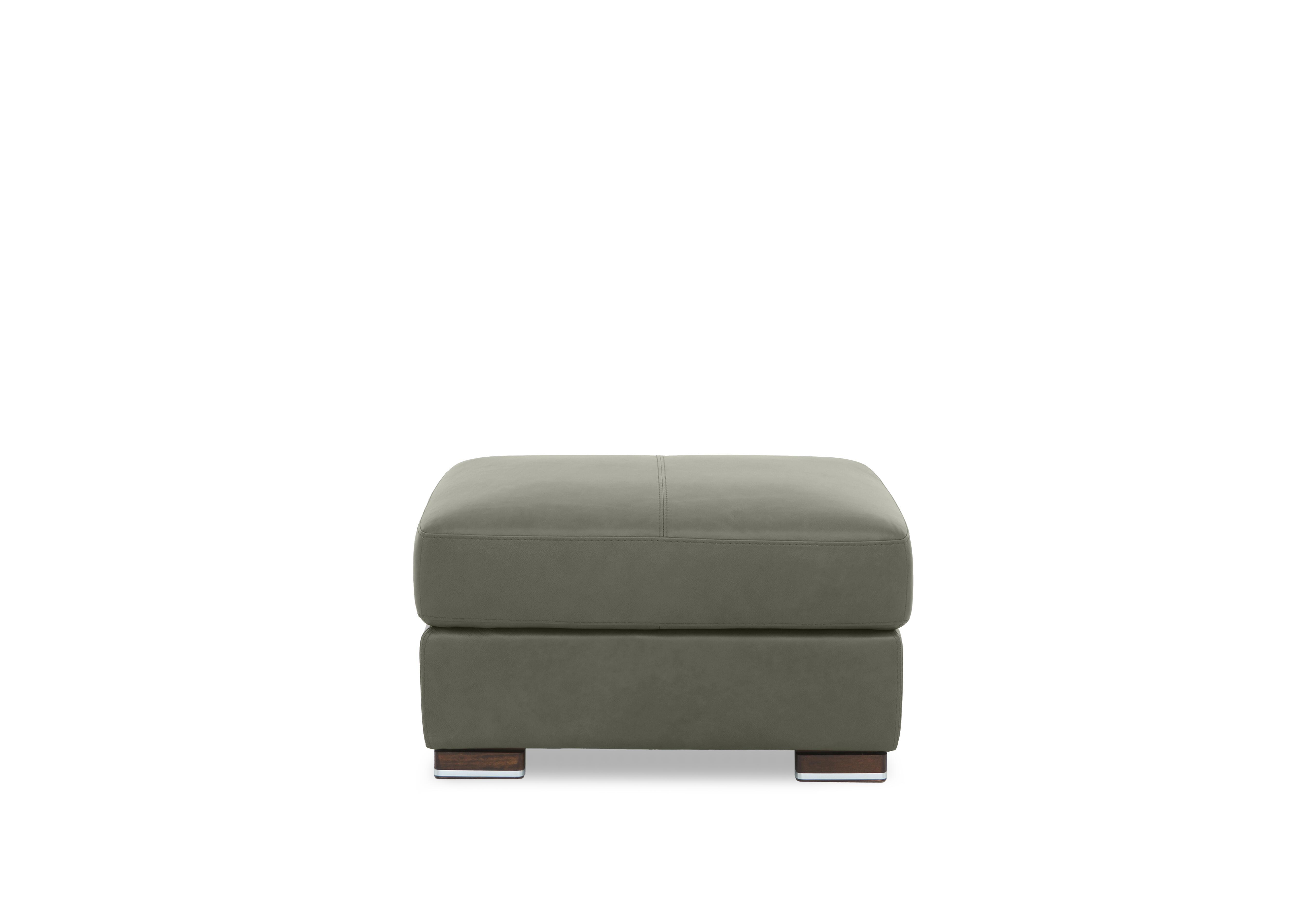 Viali Leather Footstool in Tatto Olive 4372 on Furniture Village