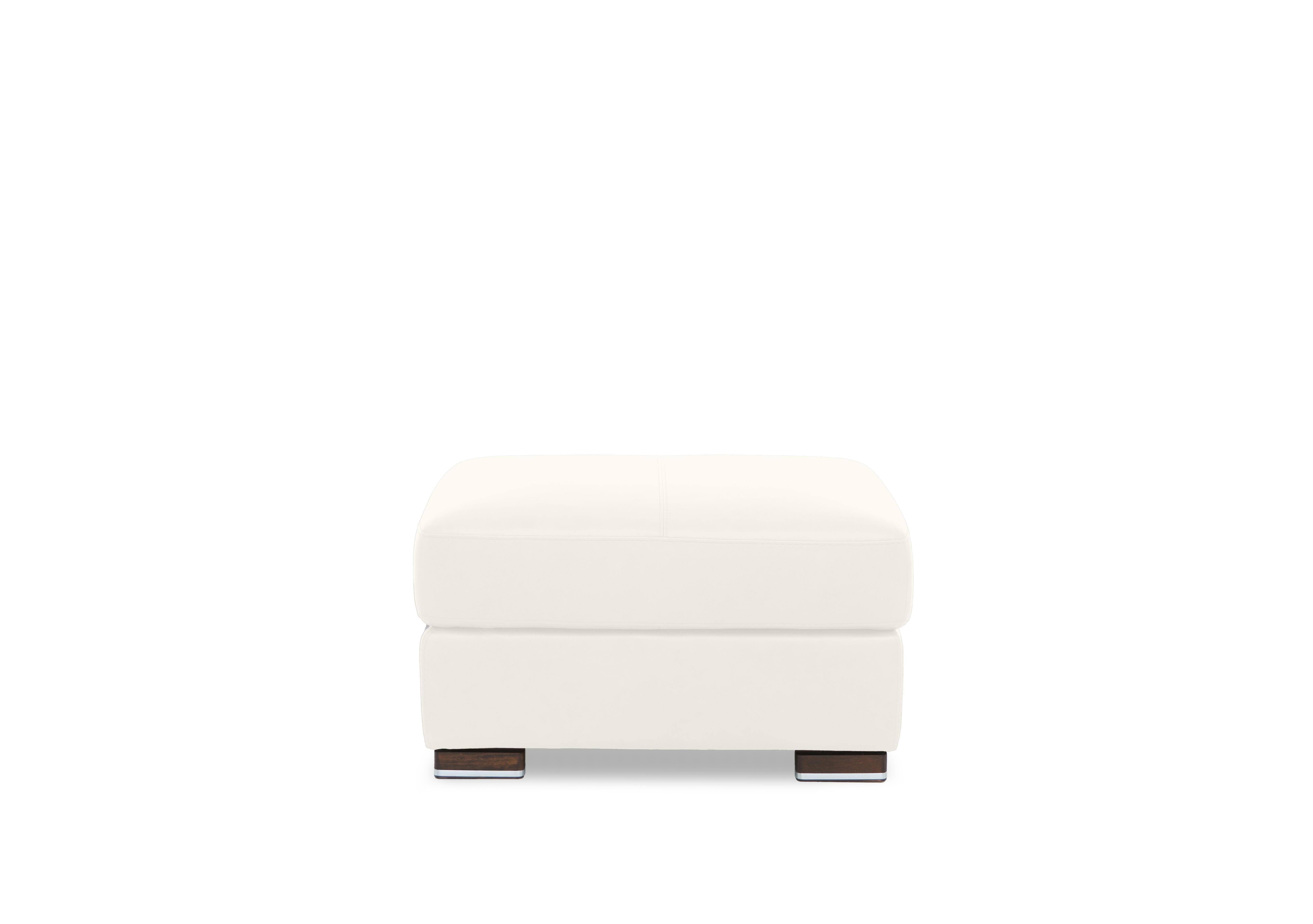 Viali Leather Footstool in Tatto White 4378 on Furniture Village