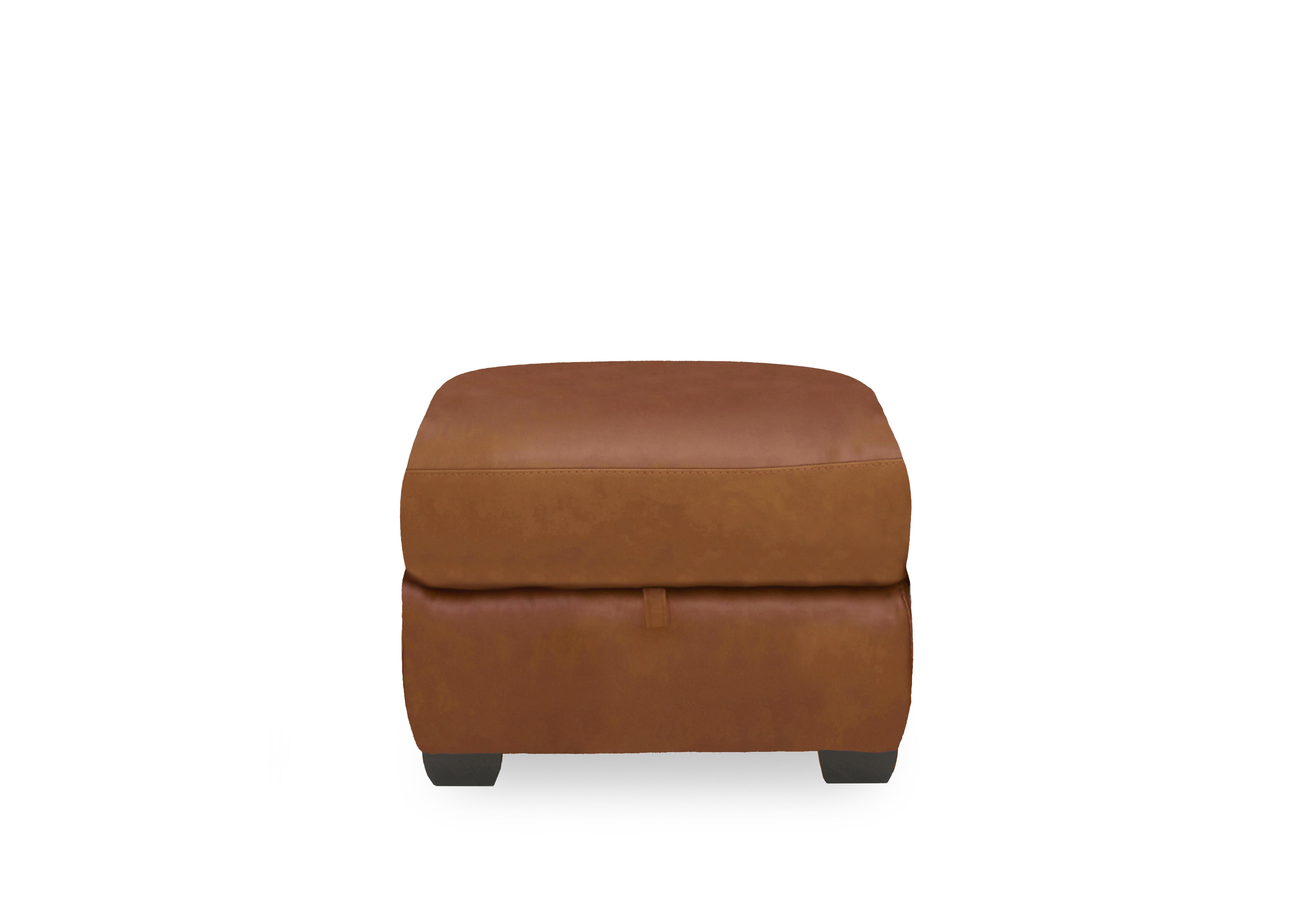 Compact Collection Titch Leather Storage Footstool in Ca-700e Cognac on Furniture Village