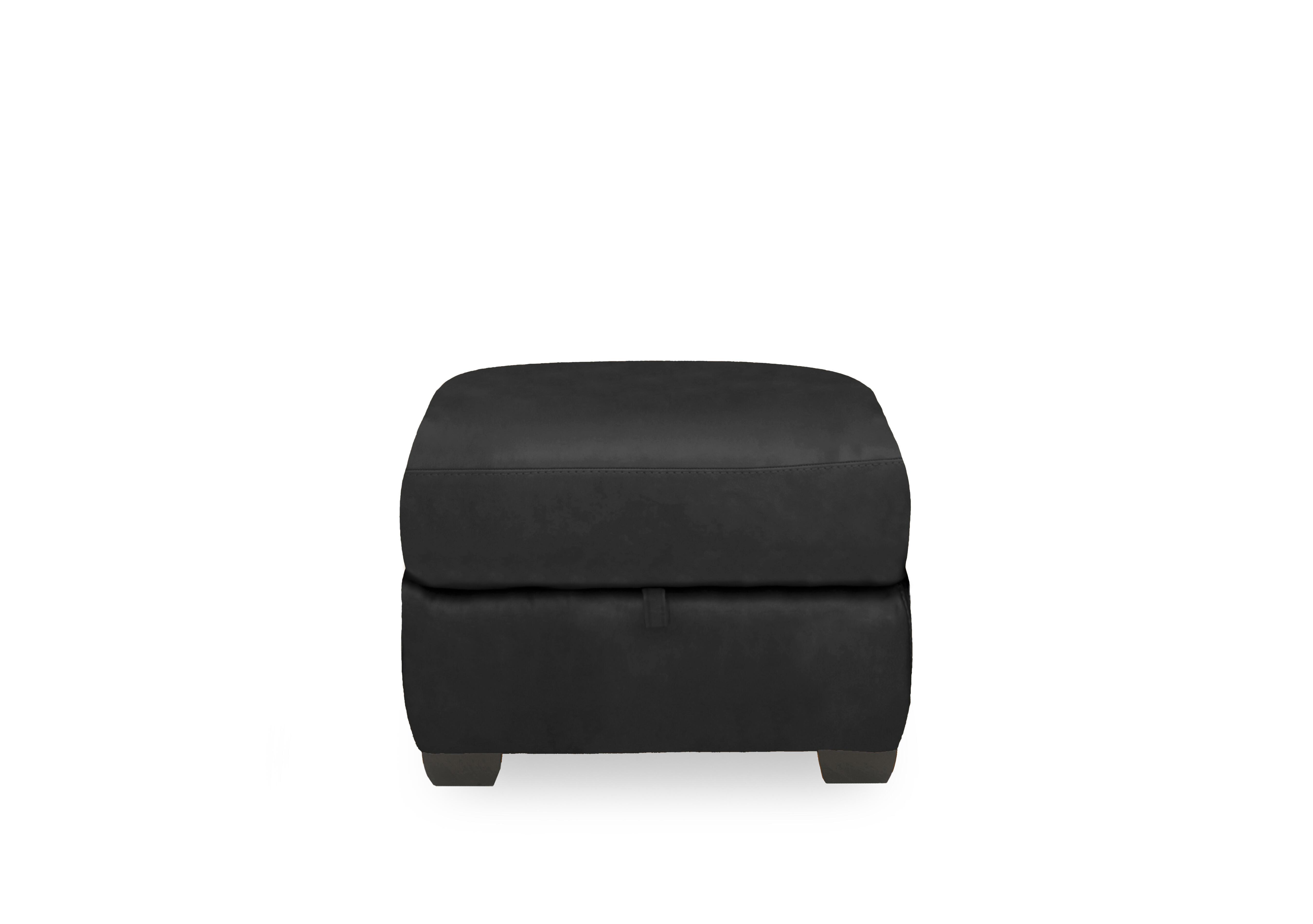 Compact Collection Titch Leather Storage Footstool in Nc-023c Black on Furniture Village