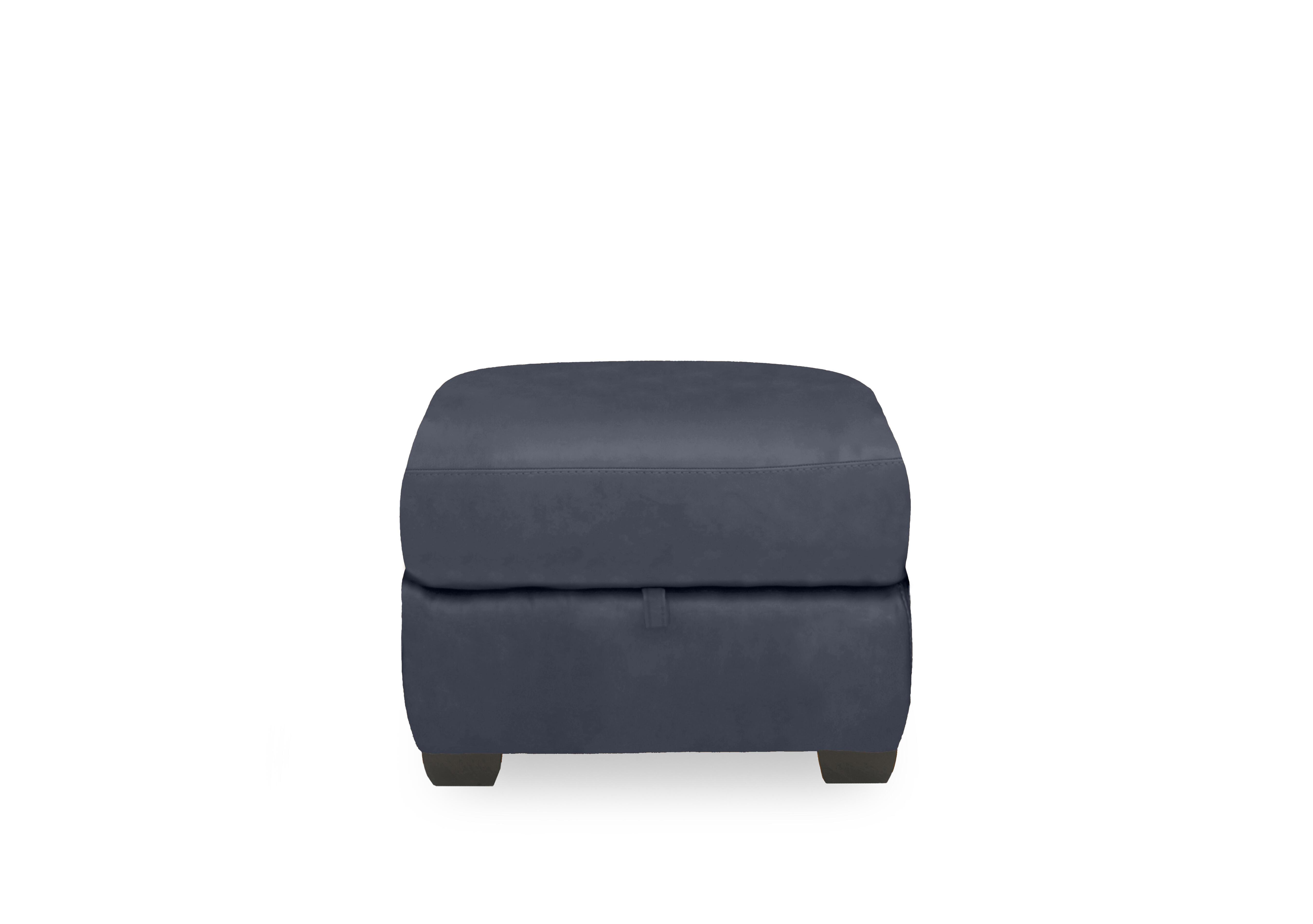 Compact Collection Titch Leather Storage Footstool in Nc-313e Ocean Blue on Furniture Village