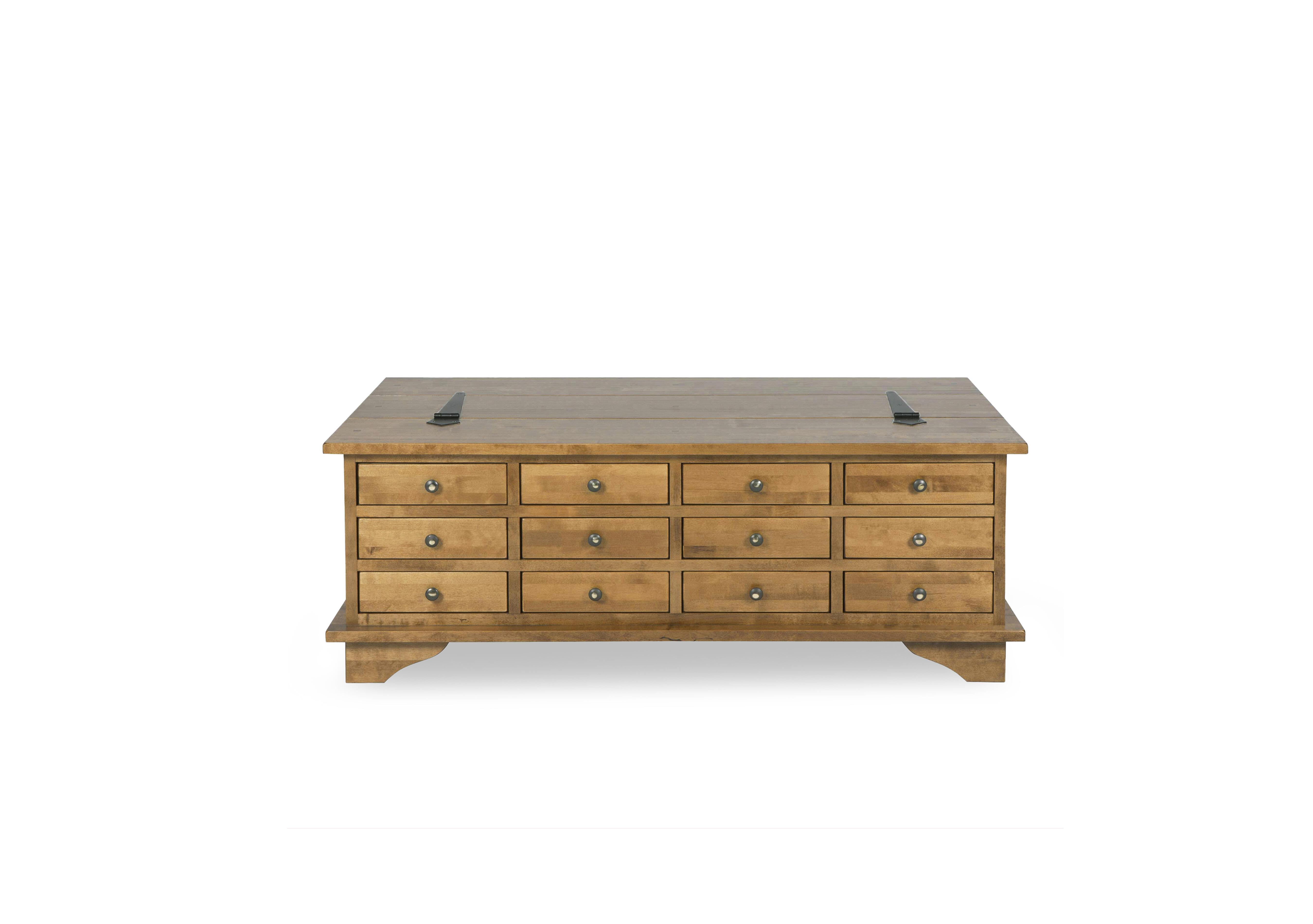 Garrat 12 Drawer Coffee Table in Honey on Furniture Village