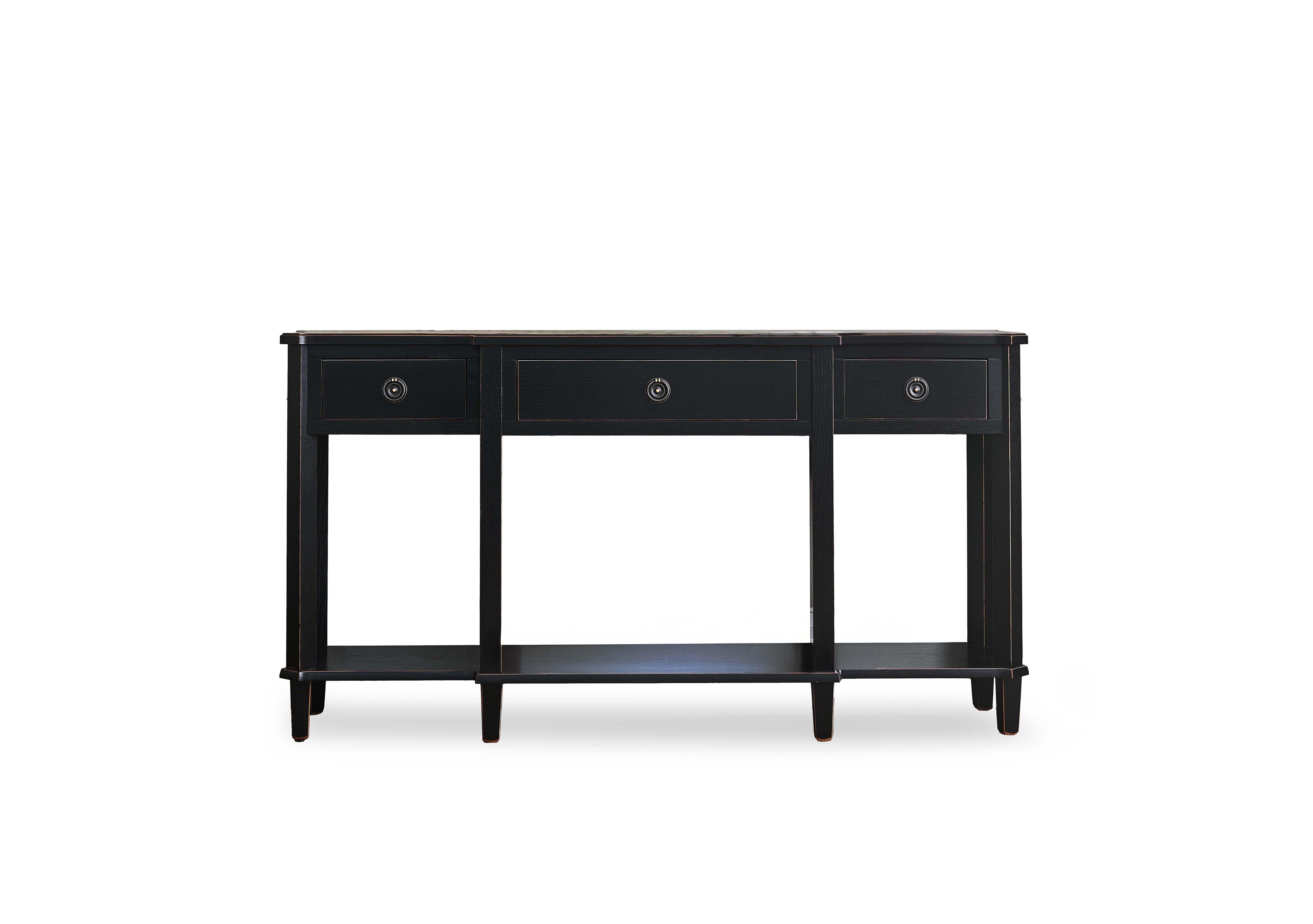 Henshaw 3 Drawer Triple Console Table in Black on Furniture Village