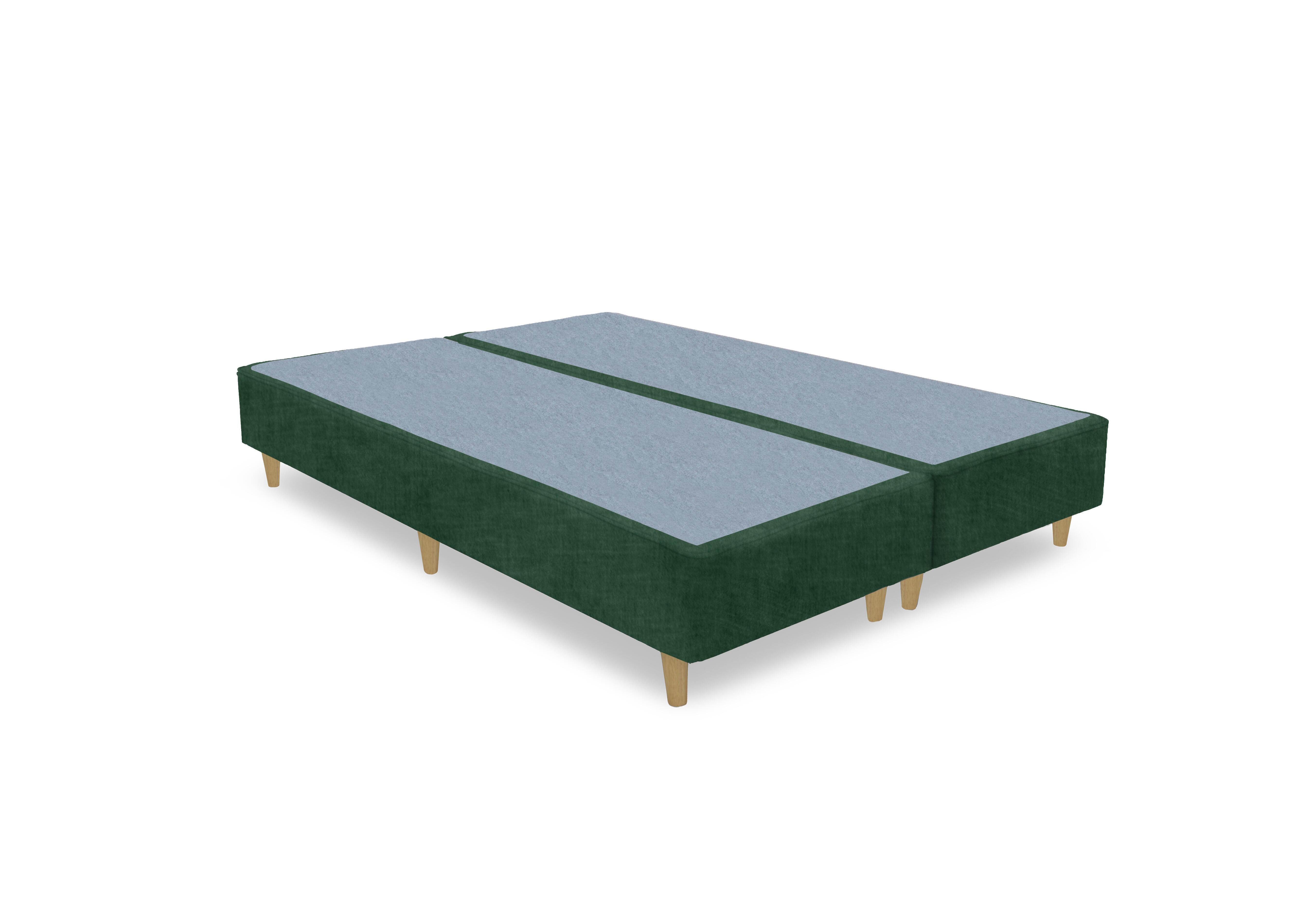 Artisan Premium Platform Top Shallow Divan Base in Tormaline Green- Light Oak Leg on Furniture Village