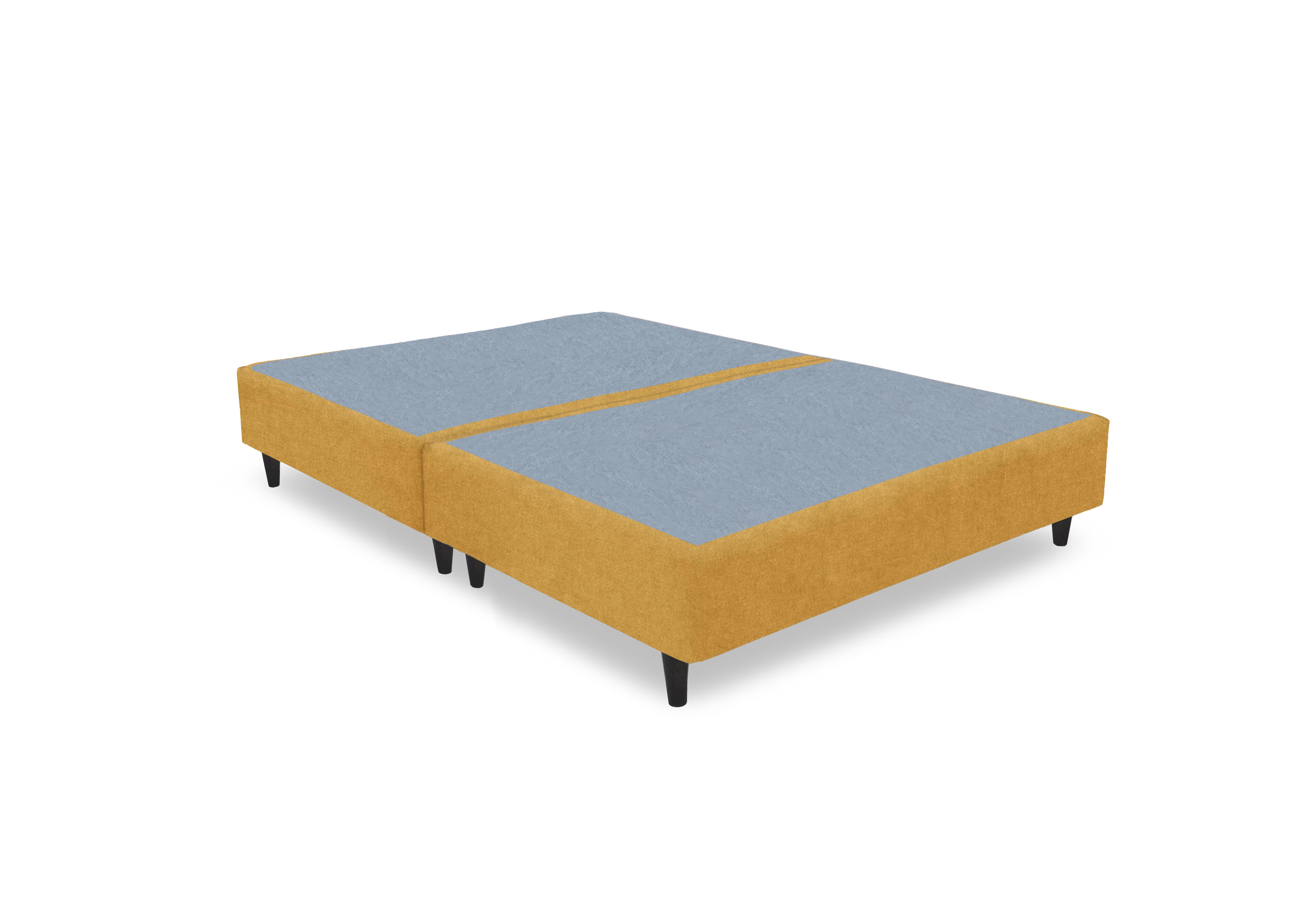 Artisan Premium Platform Top Shallow Divan Base in Tweed Mustard- Dark Oak Leg on Furniture Village