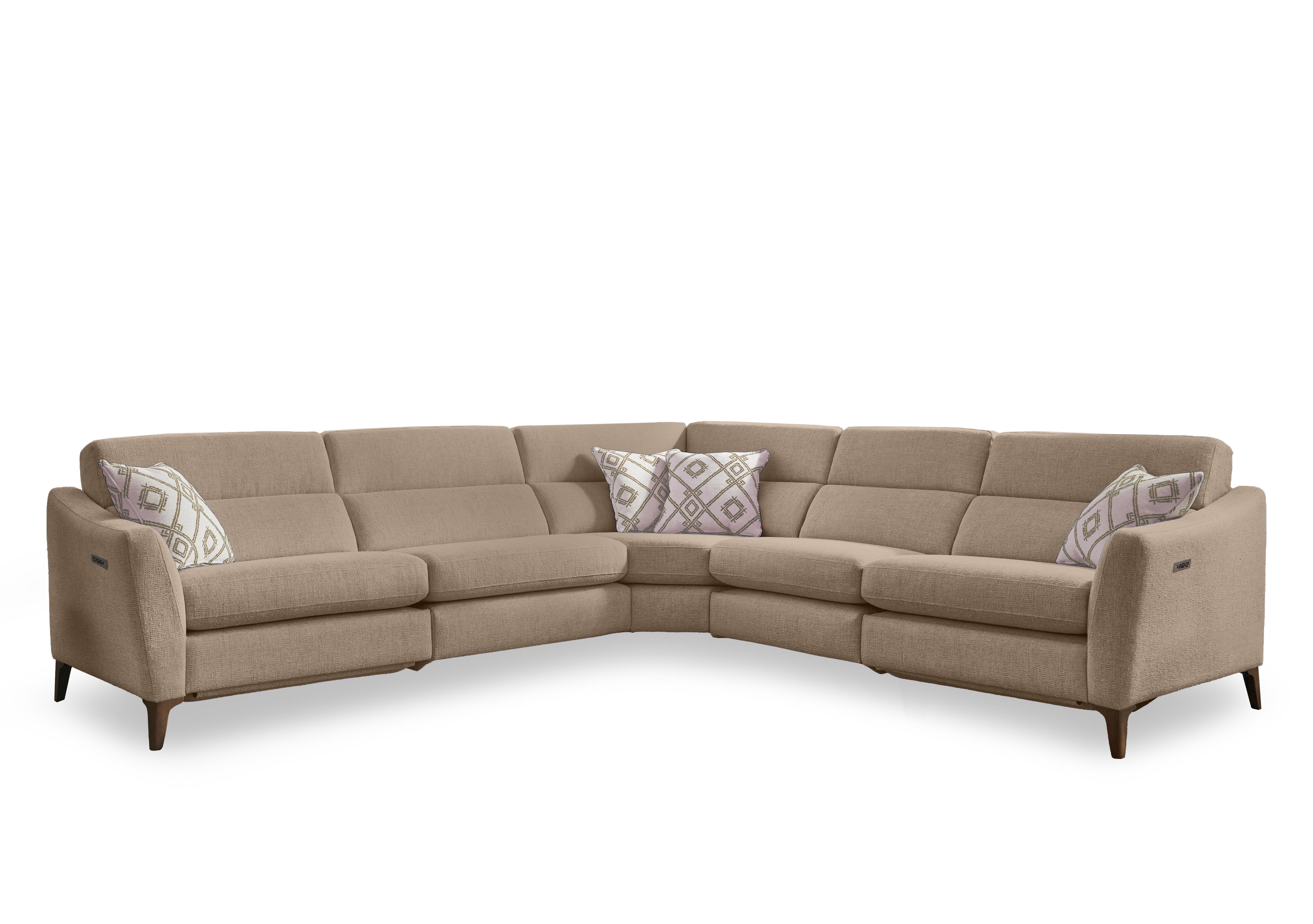 Moderna Large Power Recliner Corner Sofa with Power Telescopic Headrests in Blr Flax Sw on Furniture Village