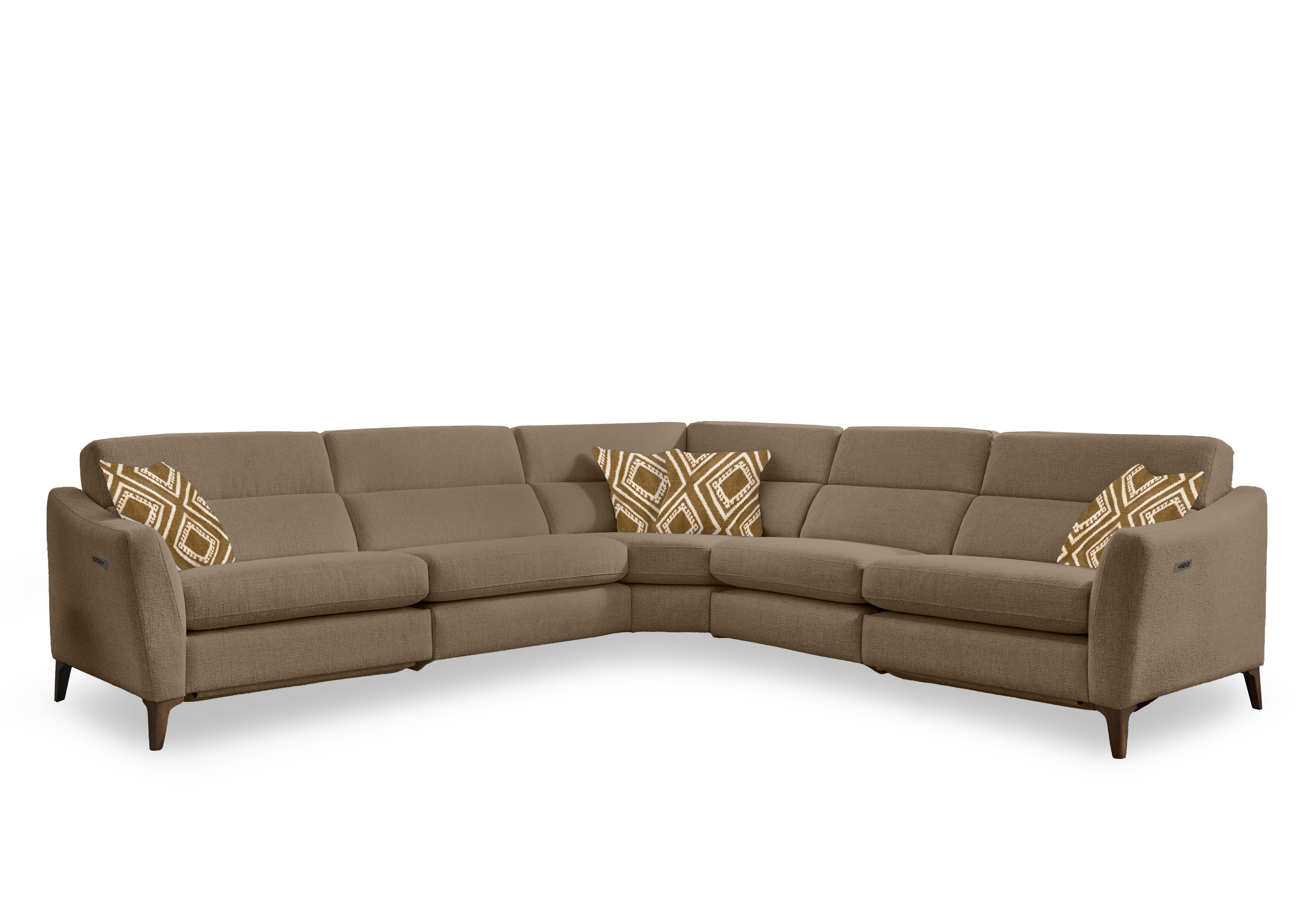 Moderna Large Power Recliner Corner Sofa with Power Telescopic Headrests in Mht Fawn Sw on Furniture Village