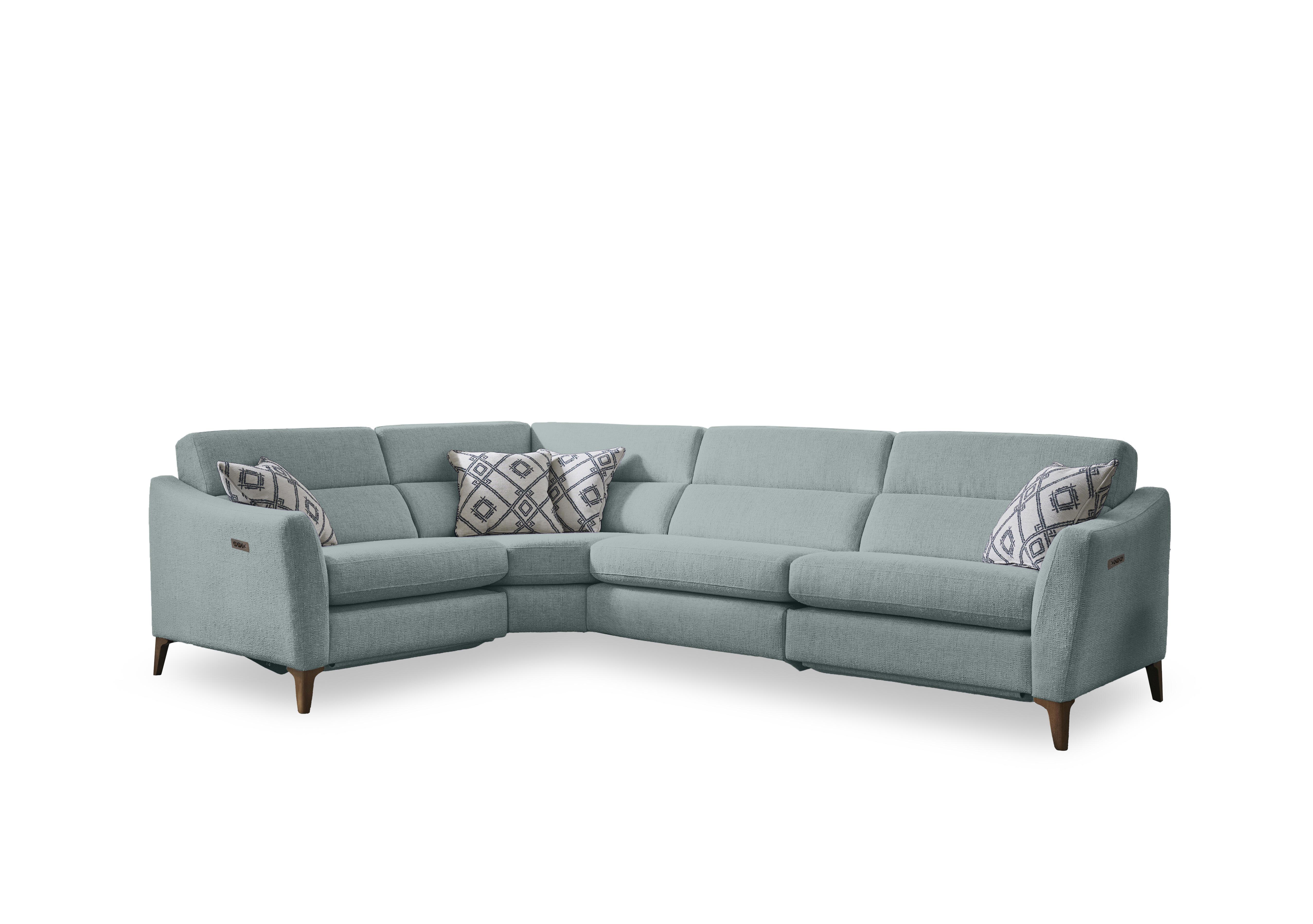 Moderna Power Recliner Corner Sofa with Power Telescopic Headrests in Blr Duck Egg Sw on Furniture Village