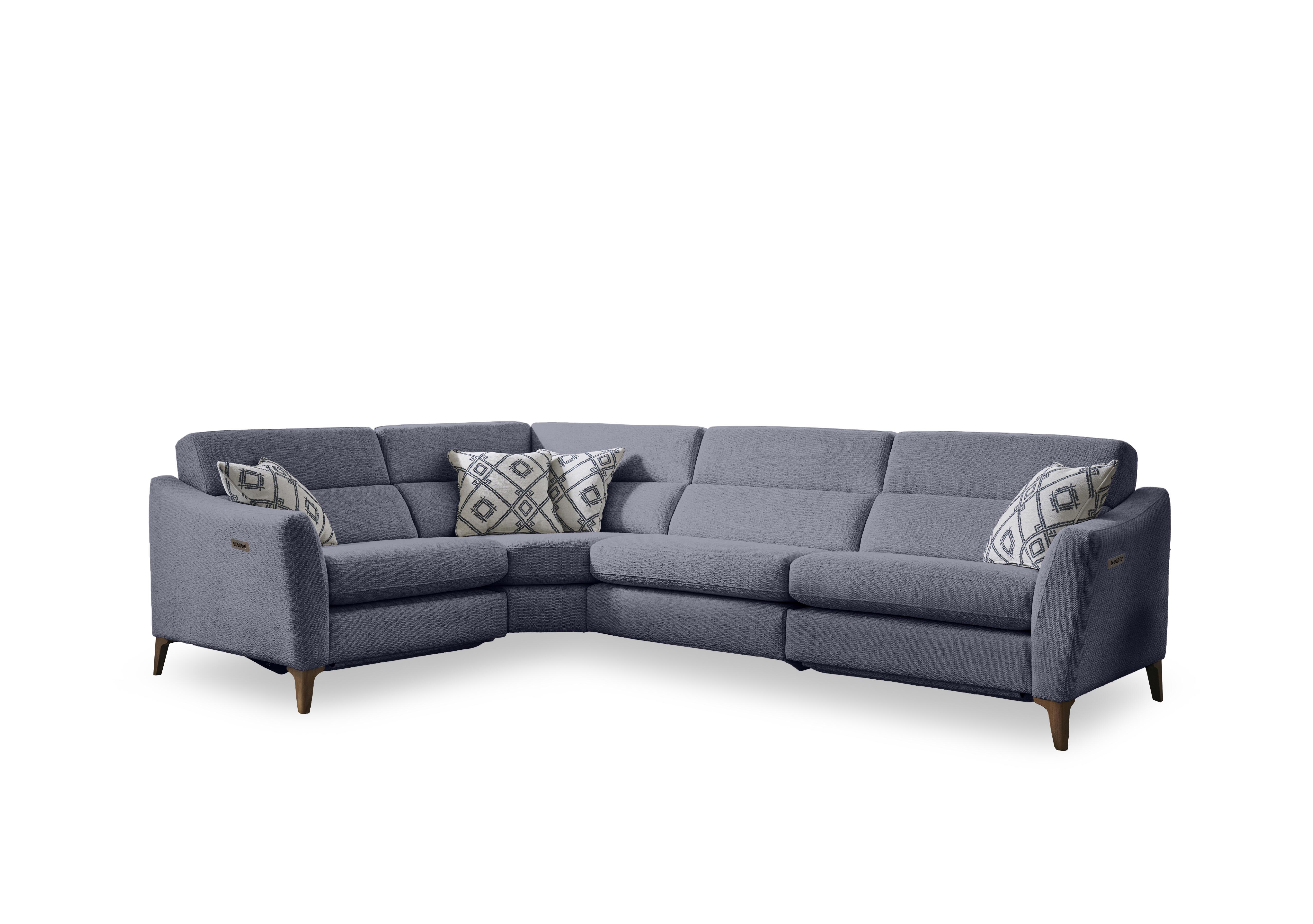 Moderna Power Recliner Corner Sofa with Power Telescopic Headrests in Blr Marine Sw on Furniture Village