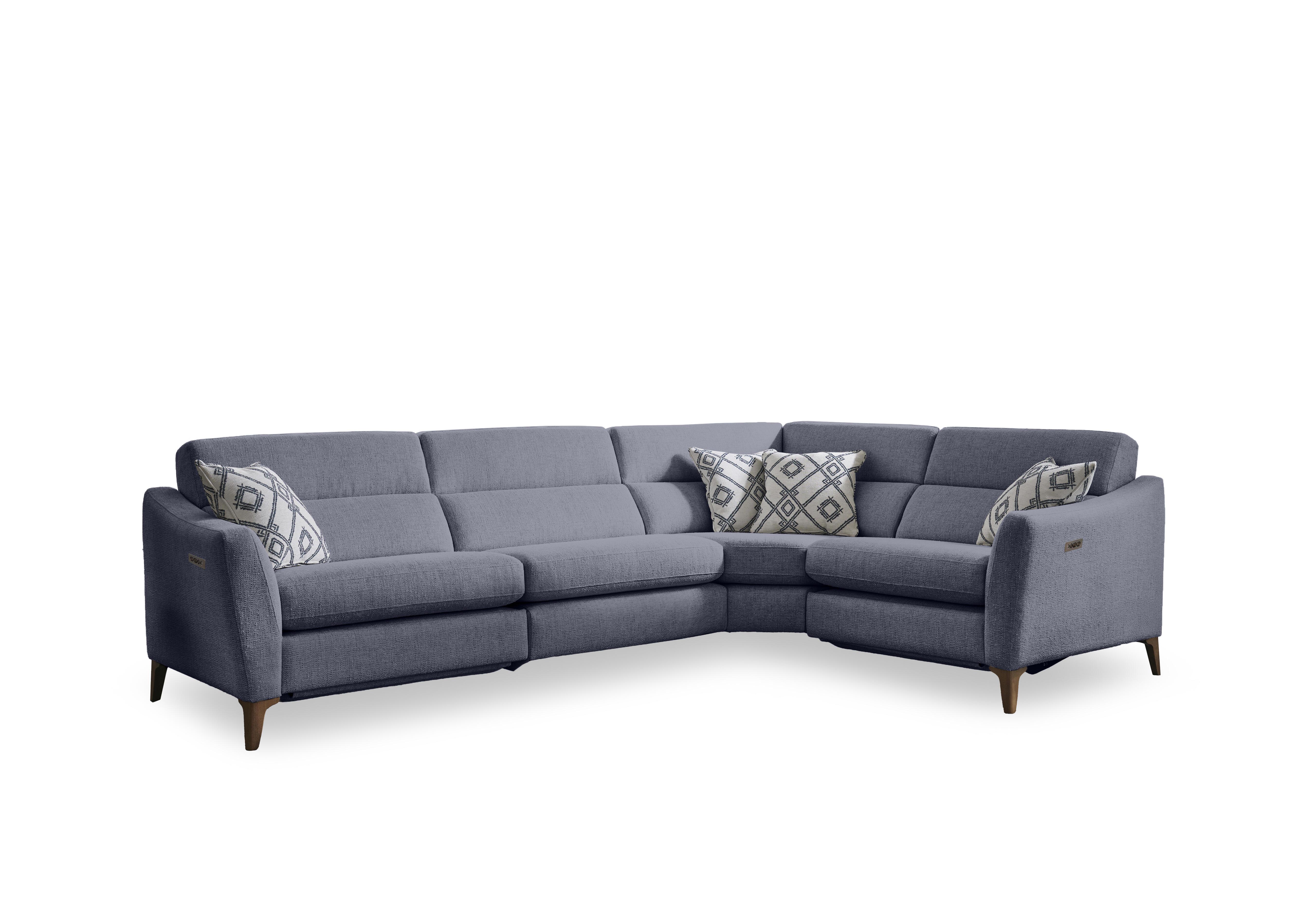 Moderna Power Recliner Corner Sofa with Power Telescopic Headrests in Blr Marine Sw on Furniture Village