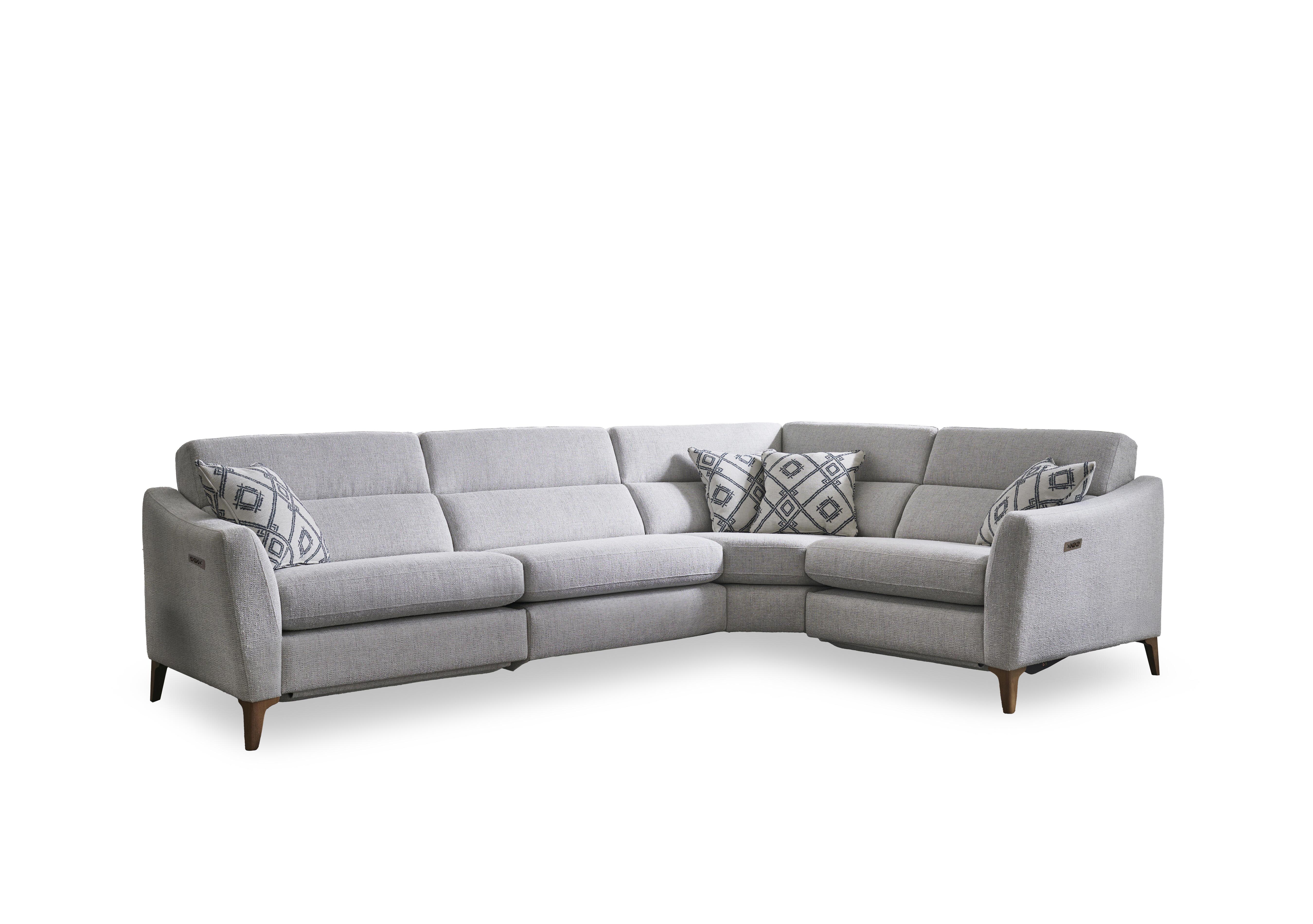 Moderna Power Recliner Corner Sofa with Power Telescopic Headrests in Blr Pearl Sw on Furniture Village
