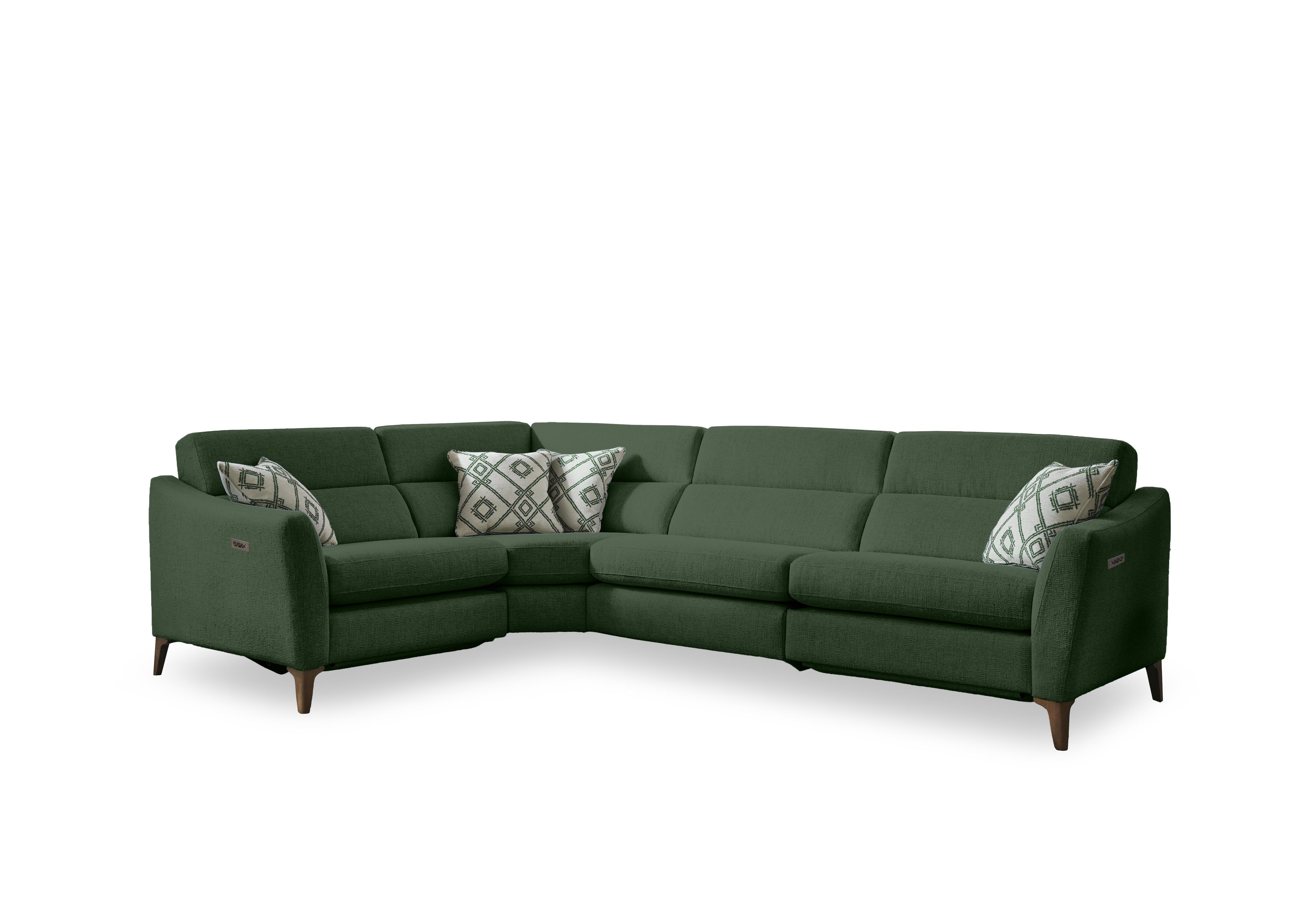 Moderna Power Recliner Corner Sofa with Power Telescopic Headrests in Mht Conifer Sw on Furniture Village