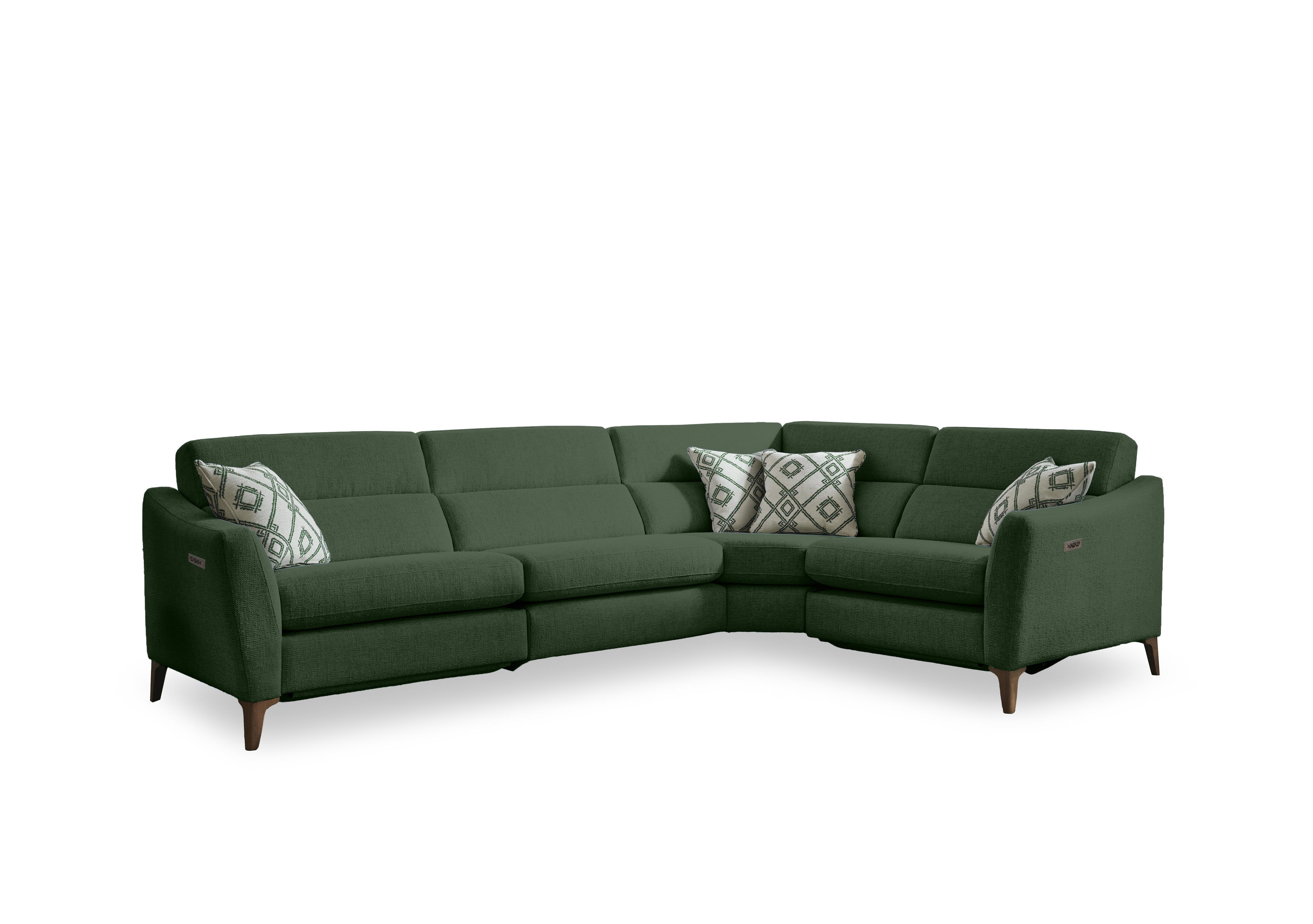 Moderna Power Recliner Corner Sofa with Power Telescopic Headrests in Mht Conifer Sw on Furniture Village