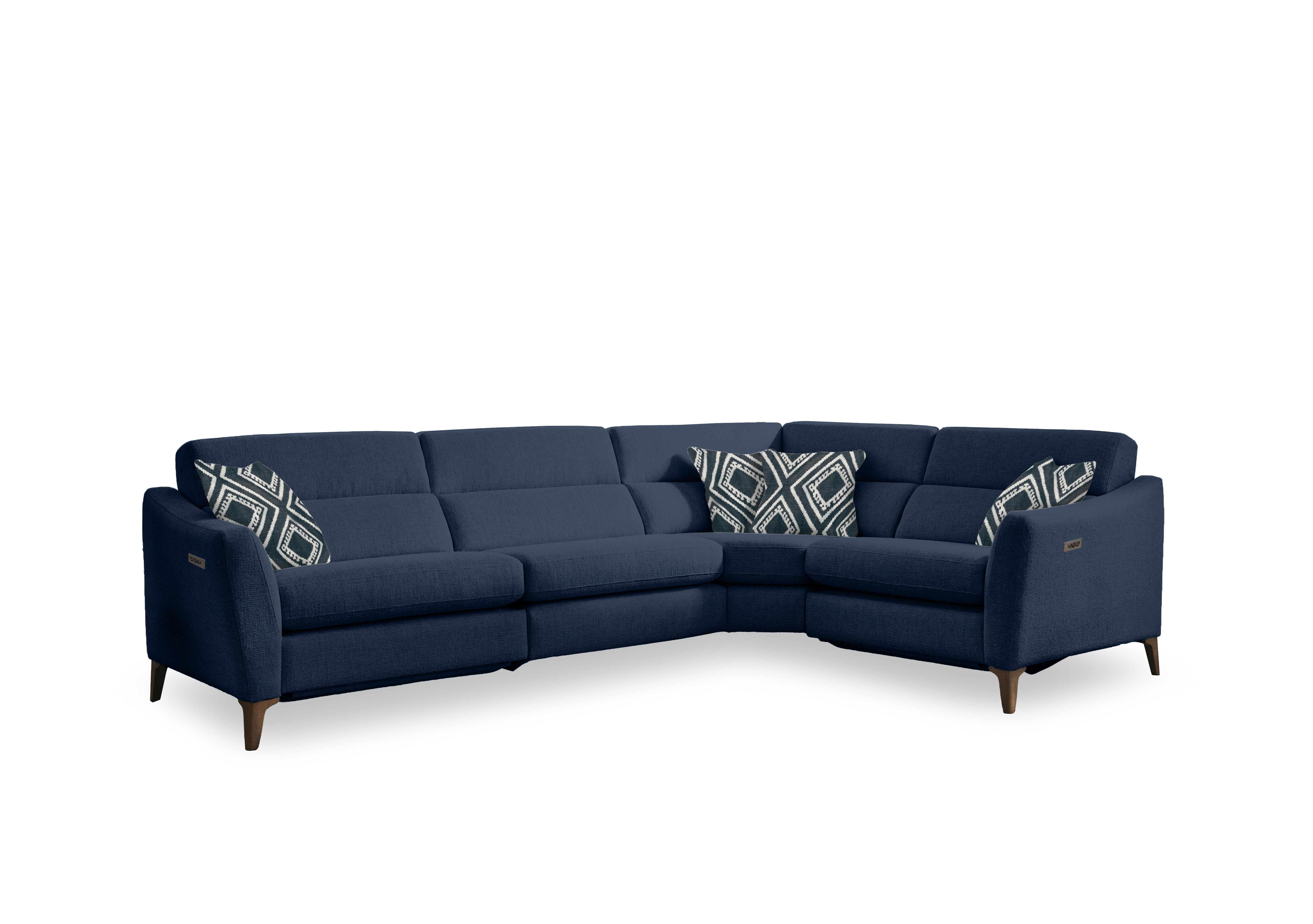 Moderna Power Recliner Corner Sofa with Power Telescopic Headrests in Mht Ink Sw on Furniture Village