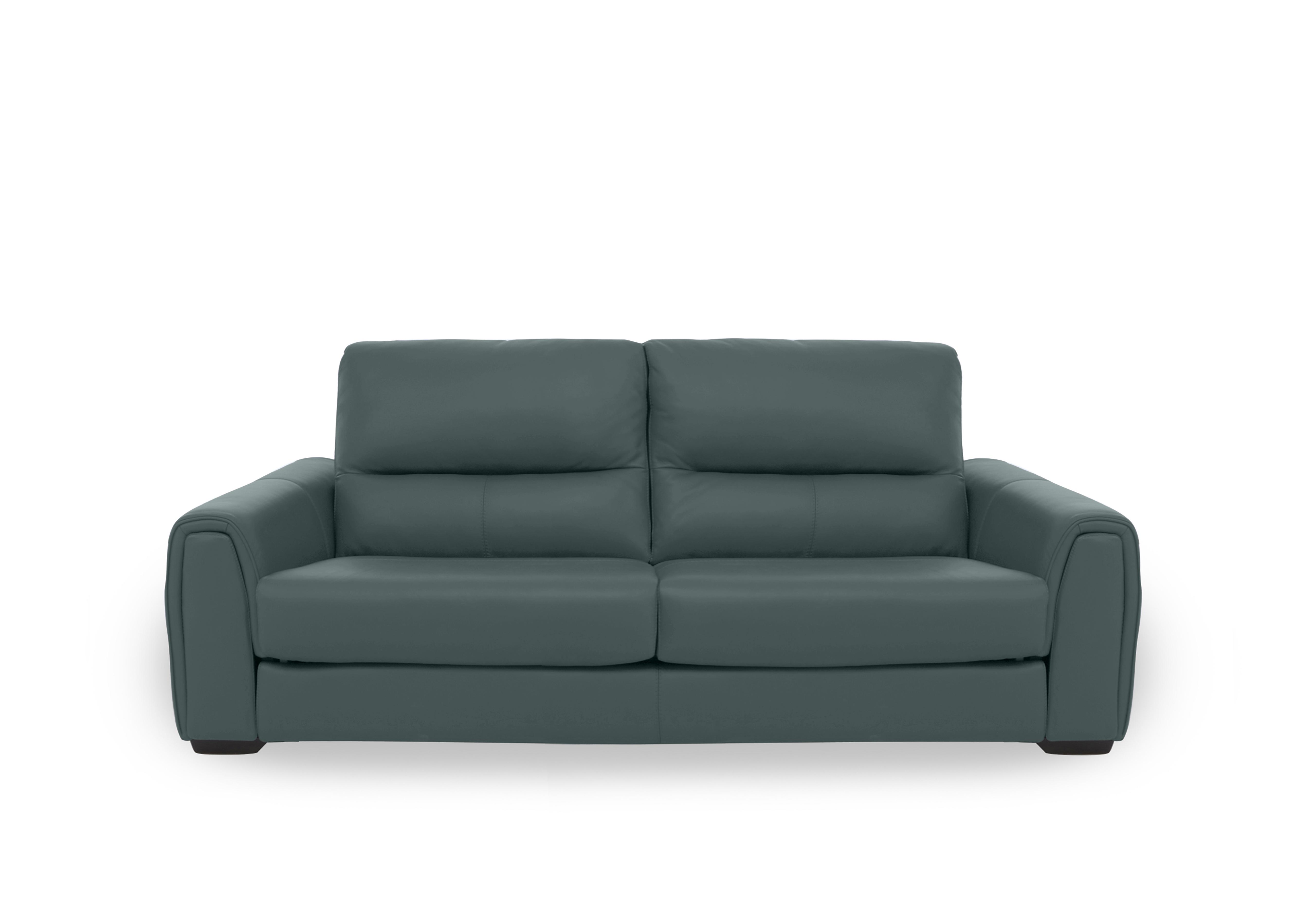 Flex Leather 3 Seater Sofa Bed with Storage Arms in Bv-301e Lake Green on Furniture Village