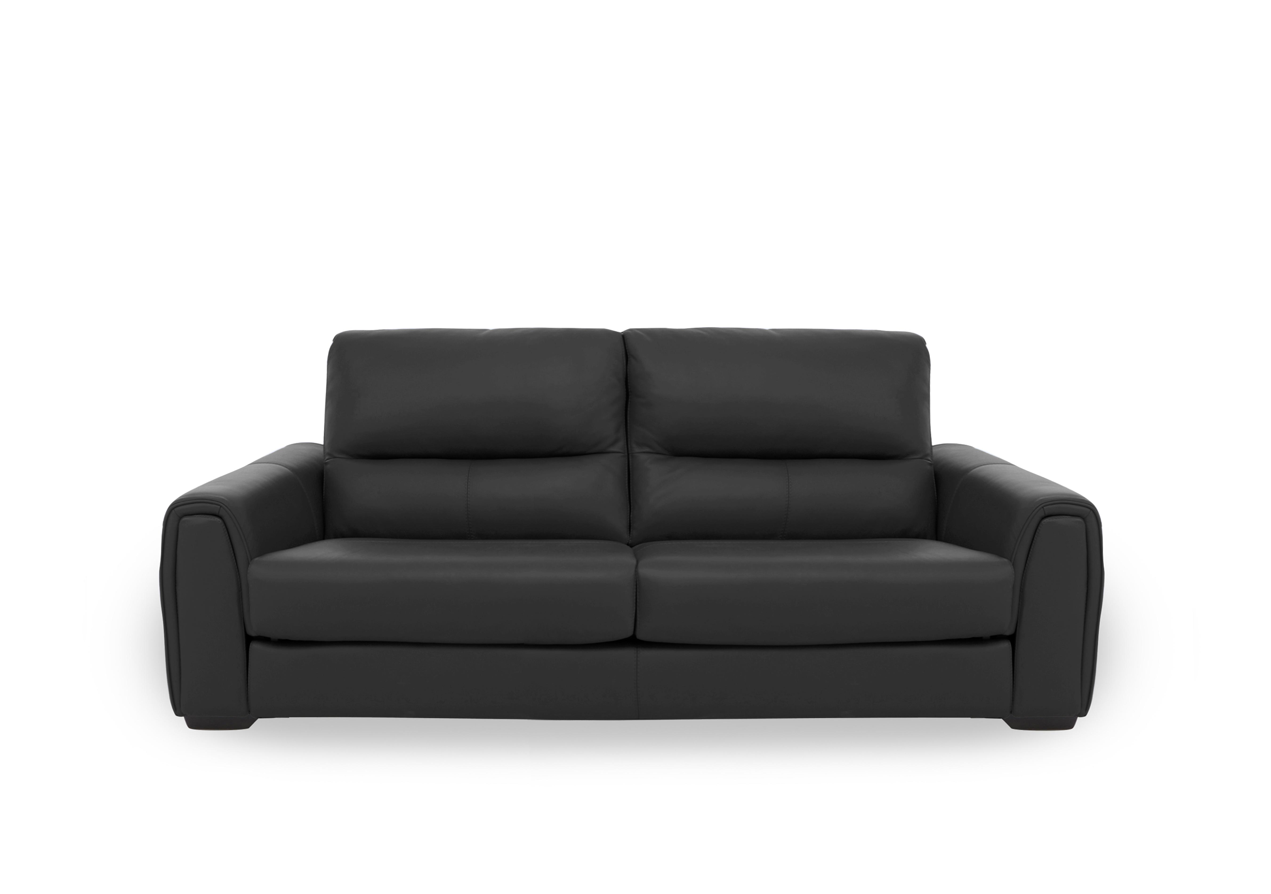 Flex Leather 3 Seater Sofa Bed with Storage Arms in Bv-3500 Classic Black on Furniture Village