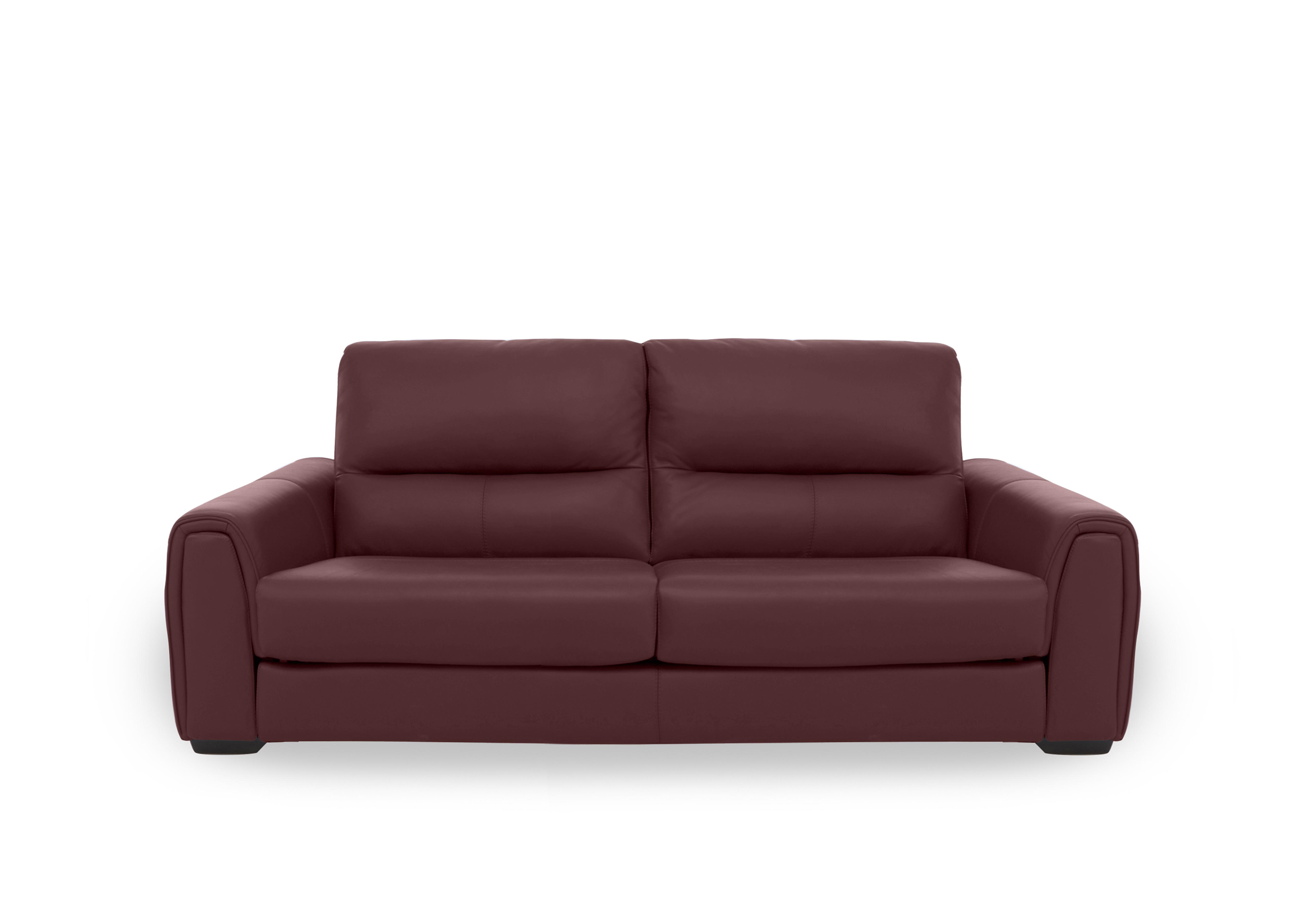 Flex Leather 3 Seater Sofa Bed with Storage Arms in Nc-035c Deep Red on Furniture Village