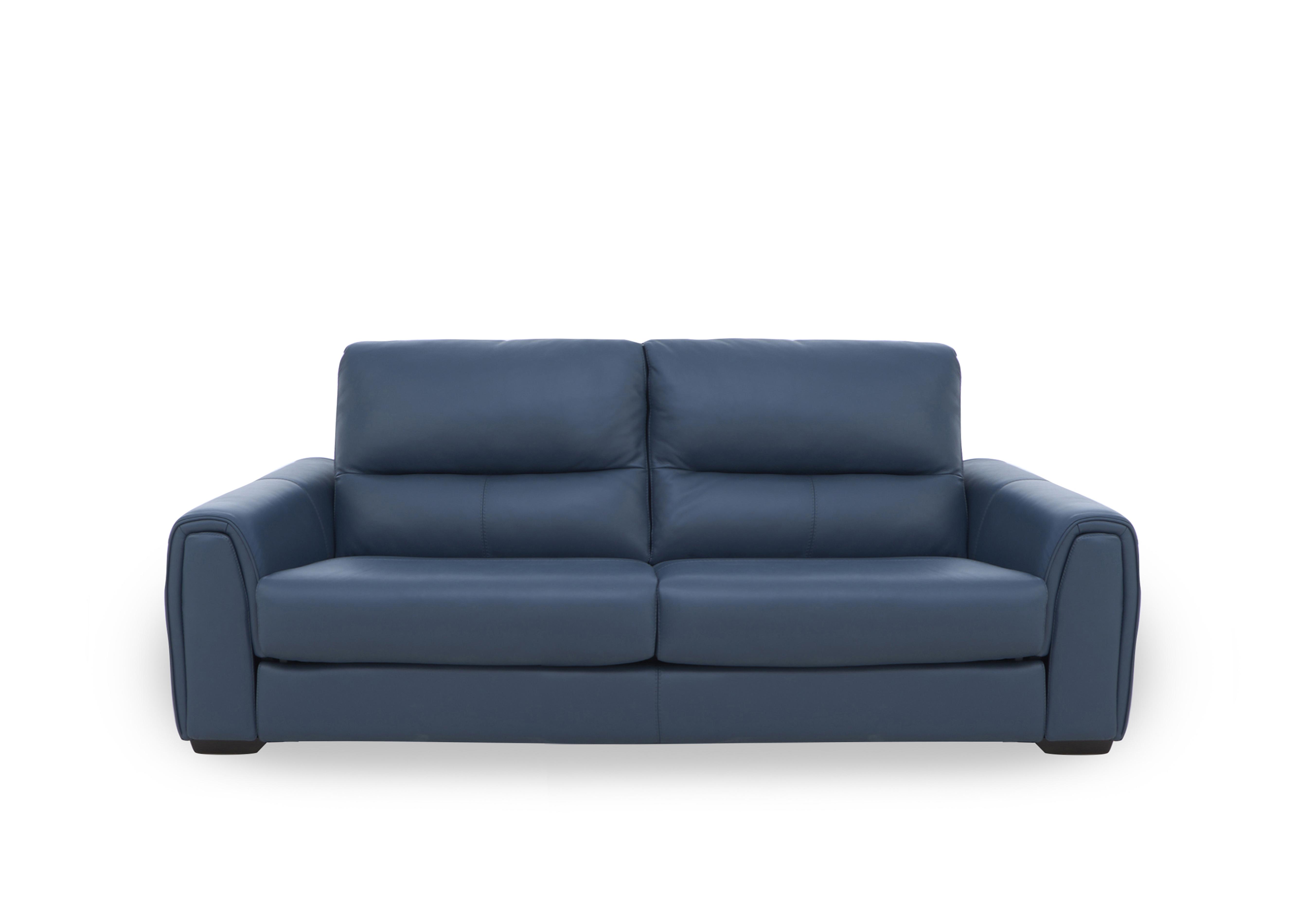 Flex Leather 3 Seater Sofa Bed with Storage Arms in Nc-313e Ocean Blue on Furniture Village