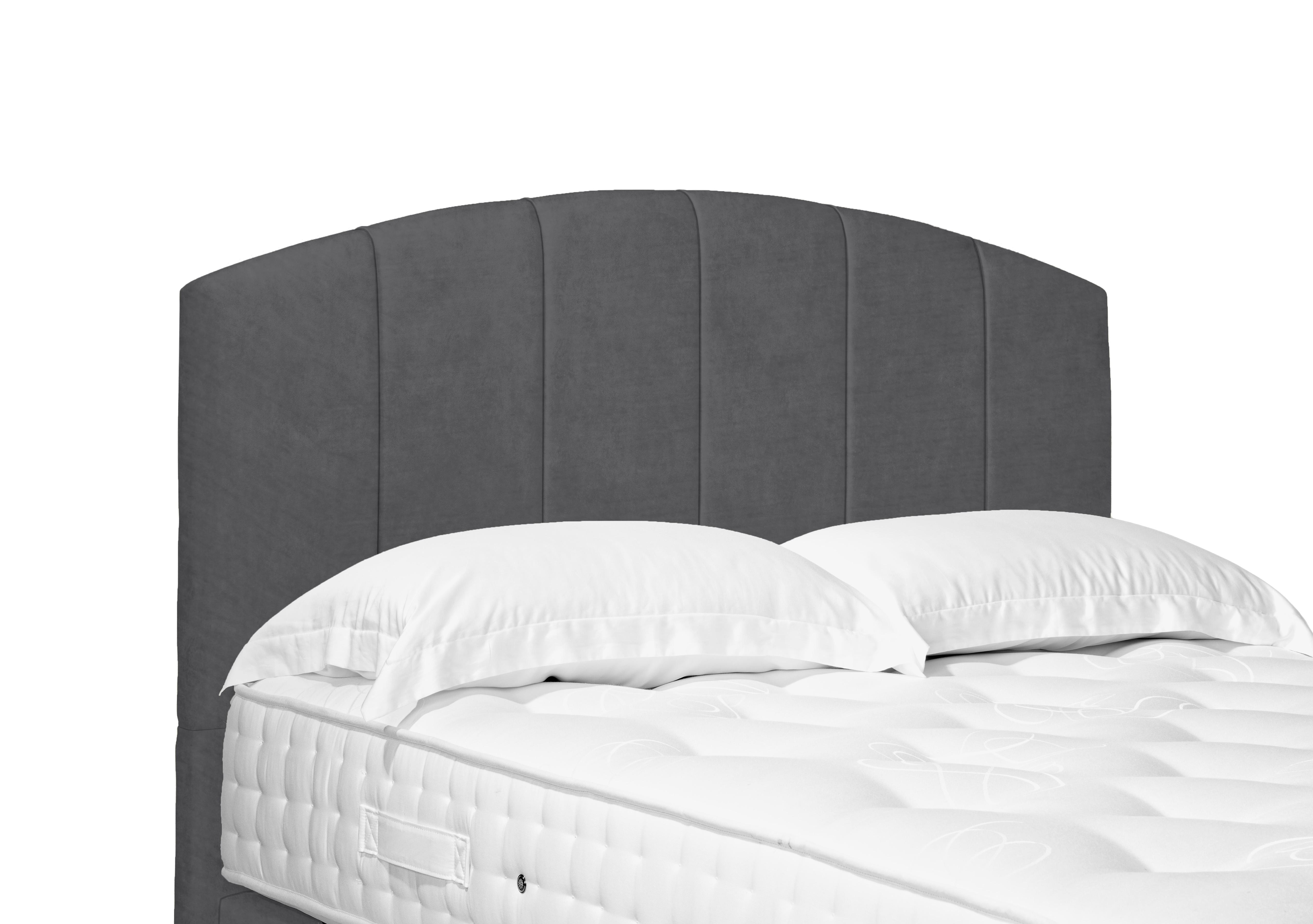 Artisan Collection Bow Standard Floor Standing Headboard in Plush Dark Grey on Furniture Village