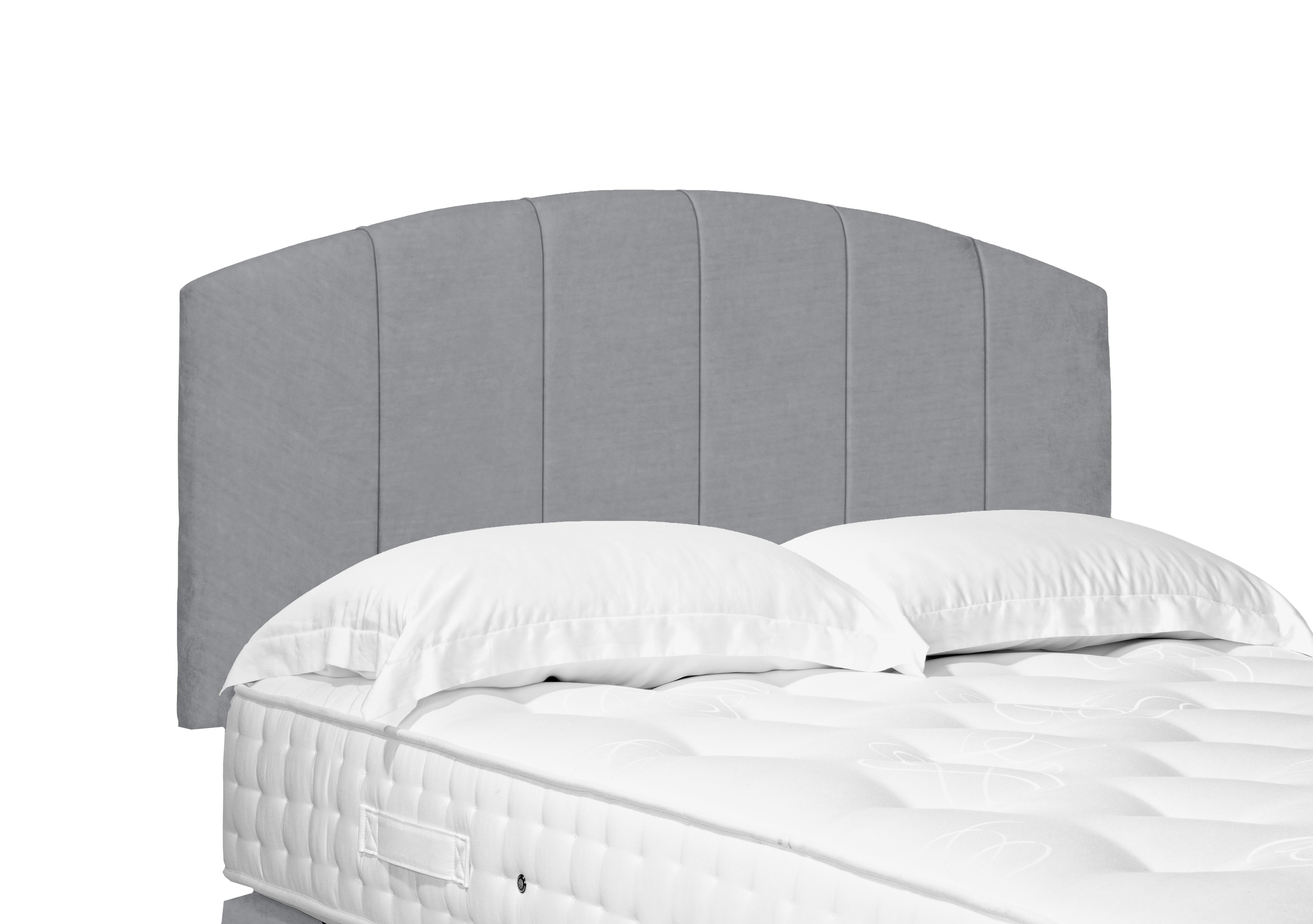Bow Standard Strutted Headboard in Aston Silver on Furniture Village