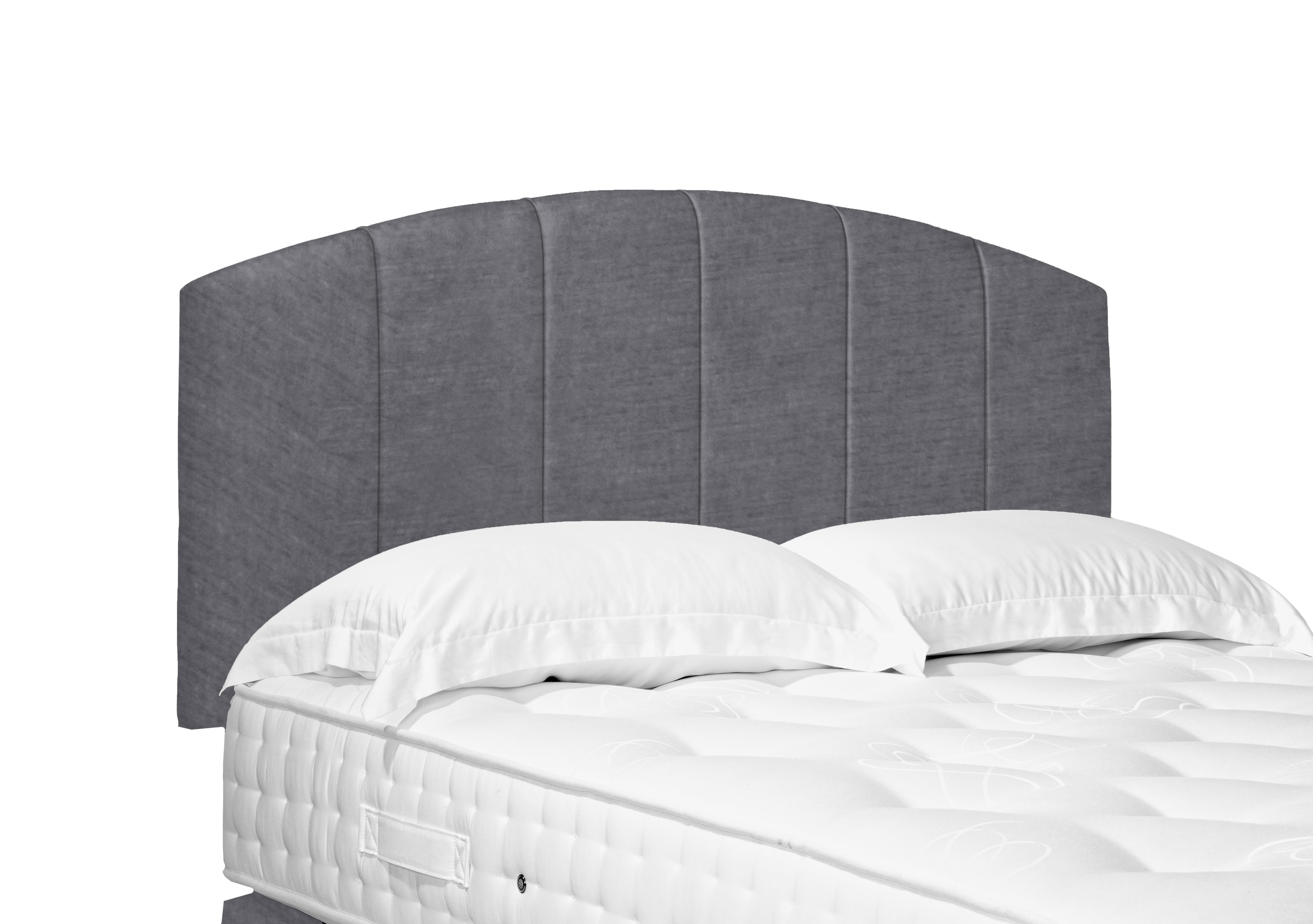 Bow Standard Strutted Headboard in Aston Steel on Furniture Village