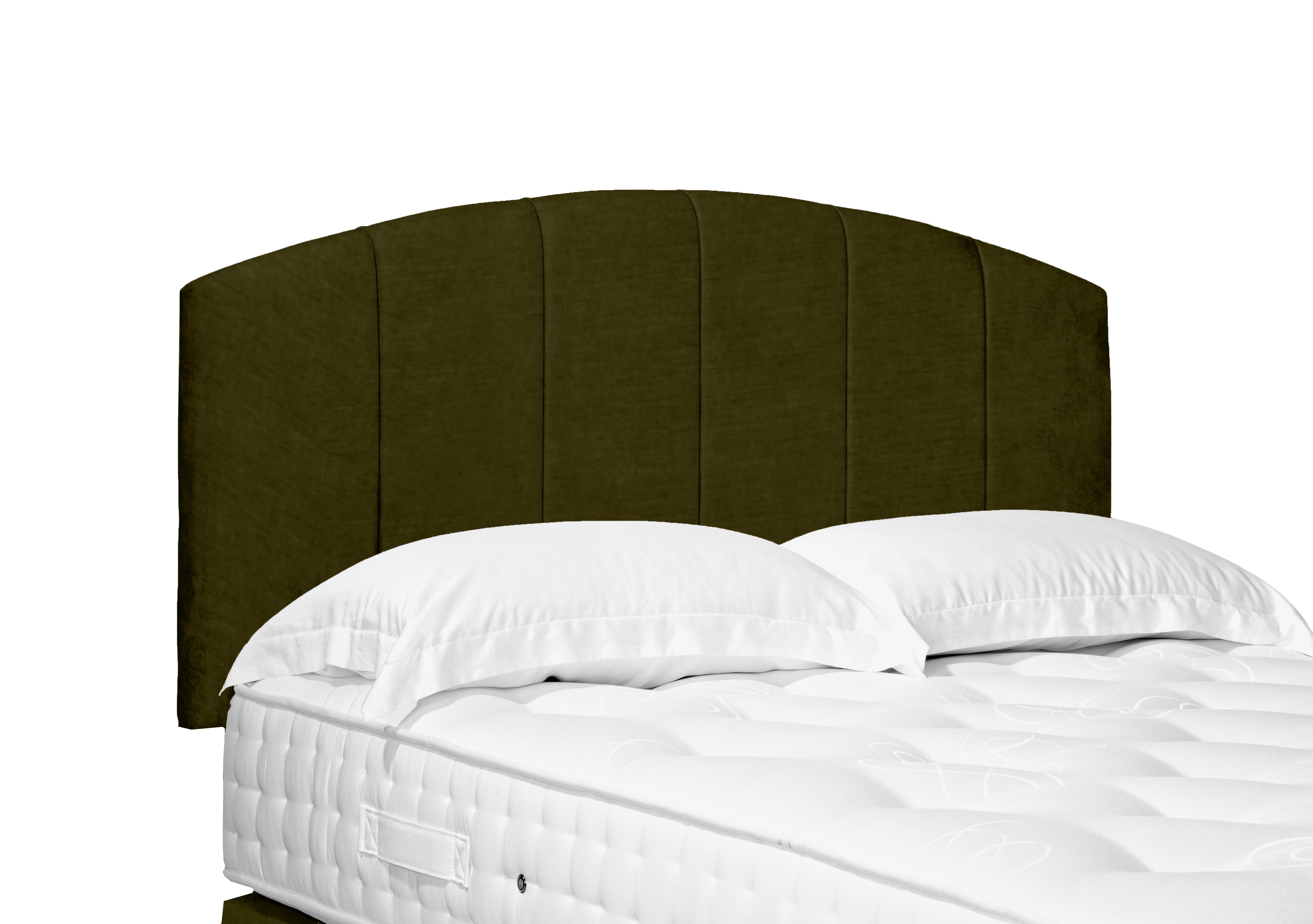 Artisan Collection Bow Standard Strutted Headboard in Milan Khaki on Furniture Village