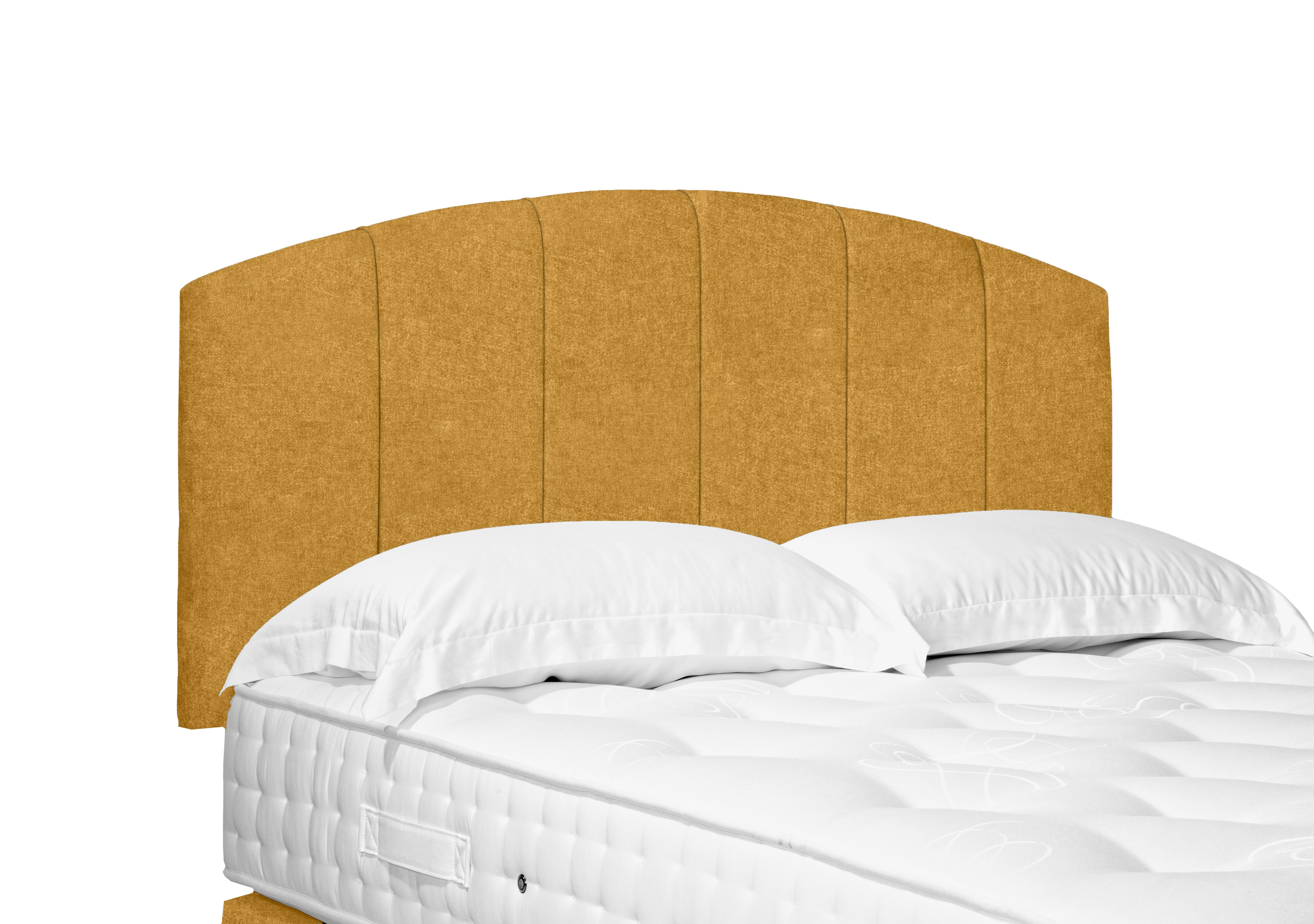 Artisan Collection Bow Standard Strutted Headboard in Tweed Mustard on Furniture Village