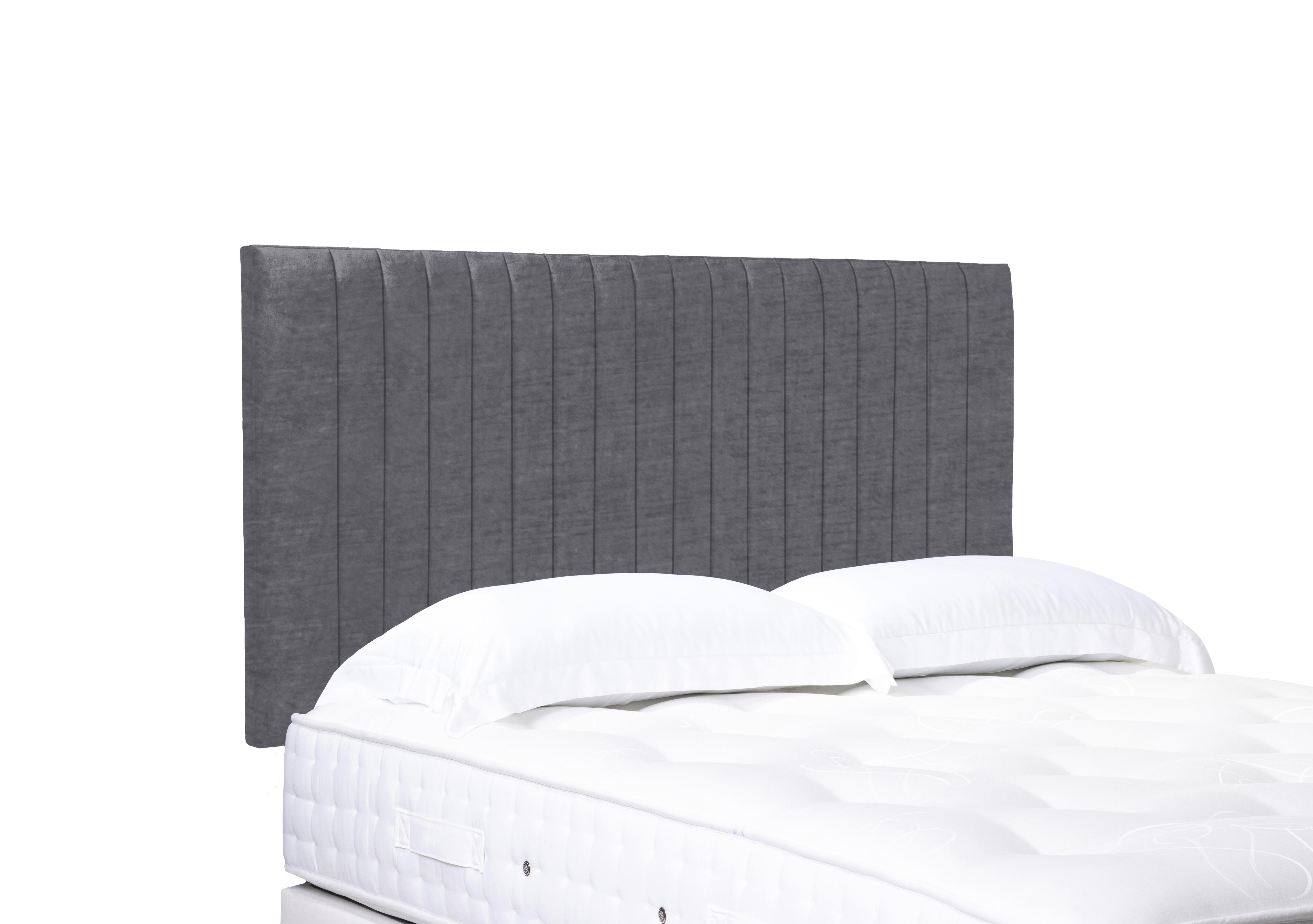 Cadenza High Strutted Headboard in Aston Steel on Furniture Village
