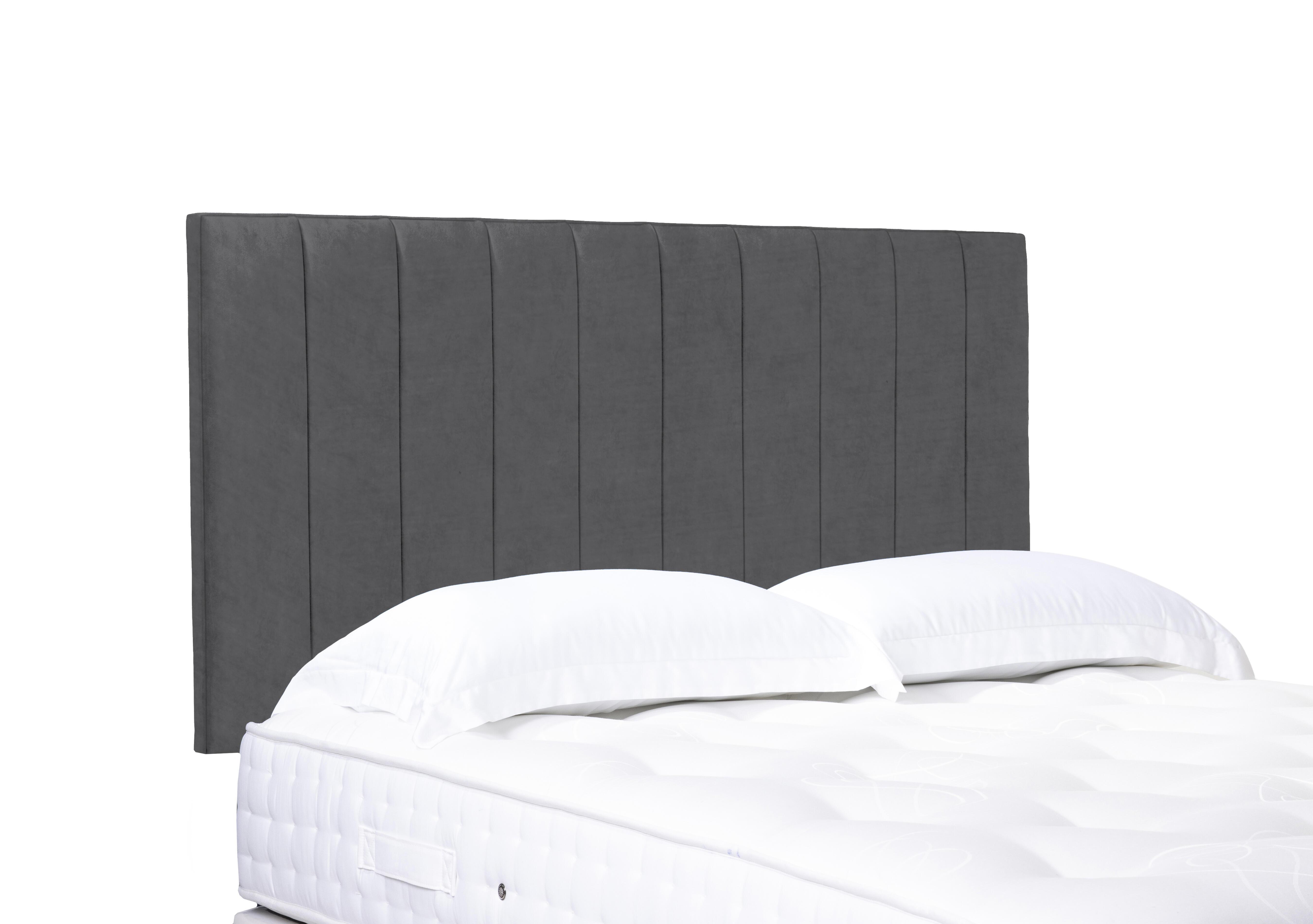Artisan Collection Elyse High Strutted Headboard in Plush Dark Grey on Furniture Village