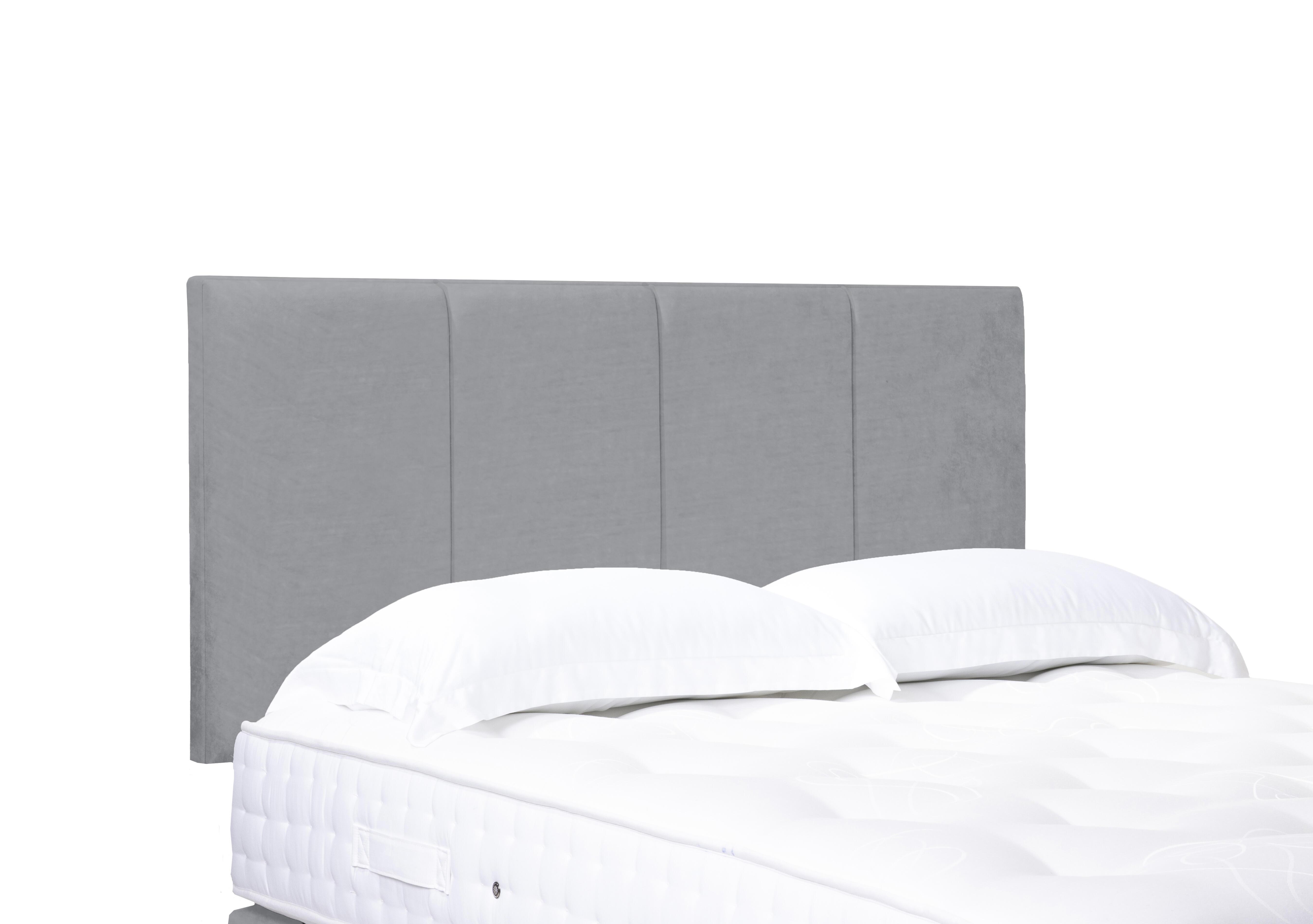 Linear Standard Strutted Headboard in Aston Silver on Furniture Village