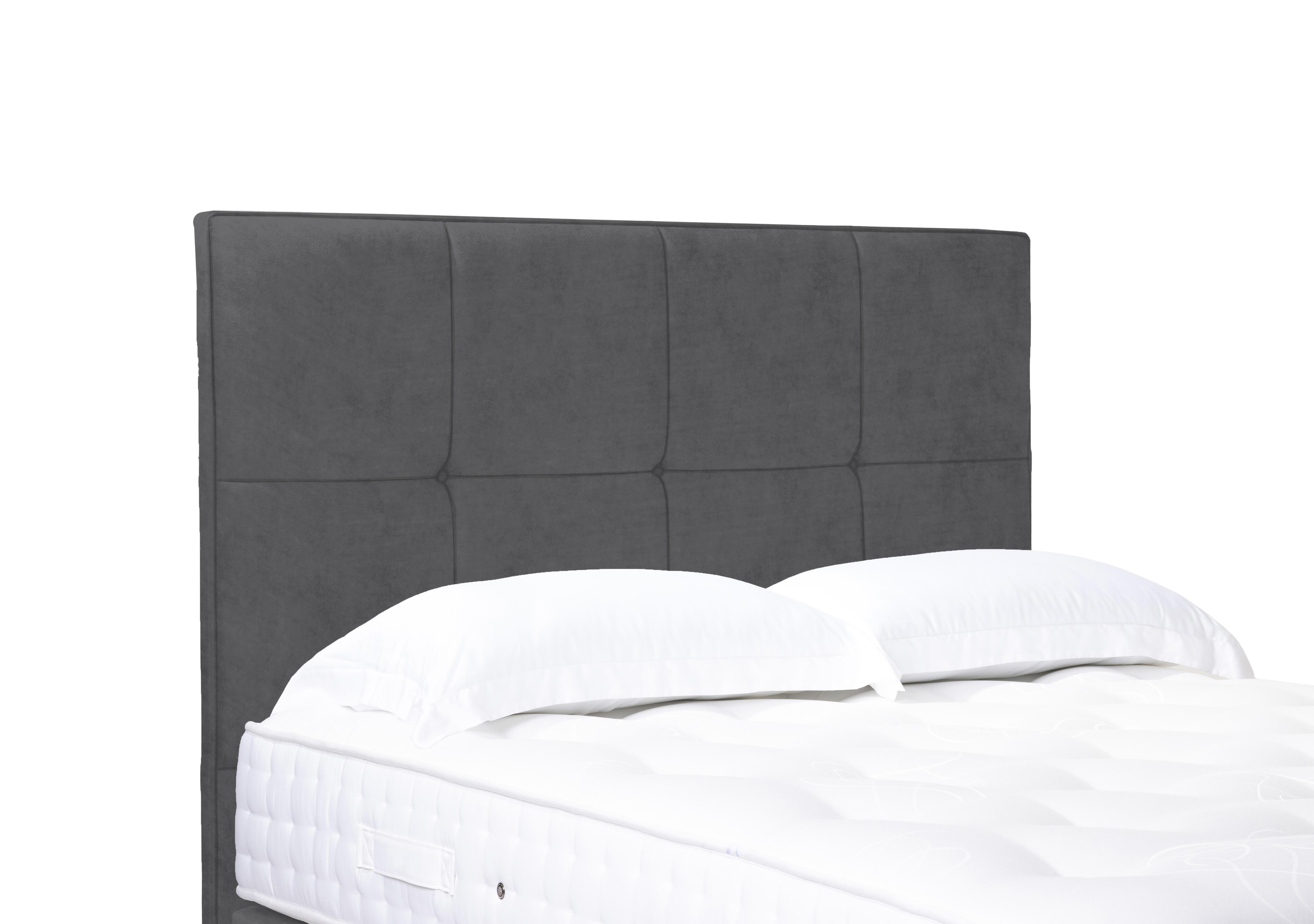 Artisan Collection Reigns High Floor Standing Headboard in Plush Dark Grey on Furniture Village