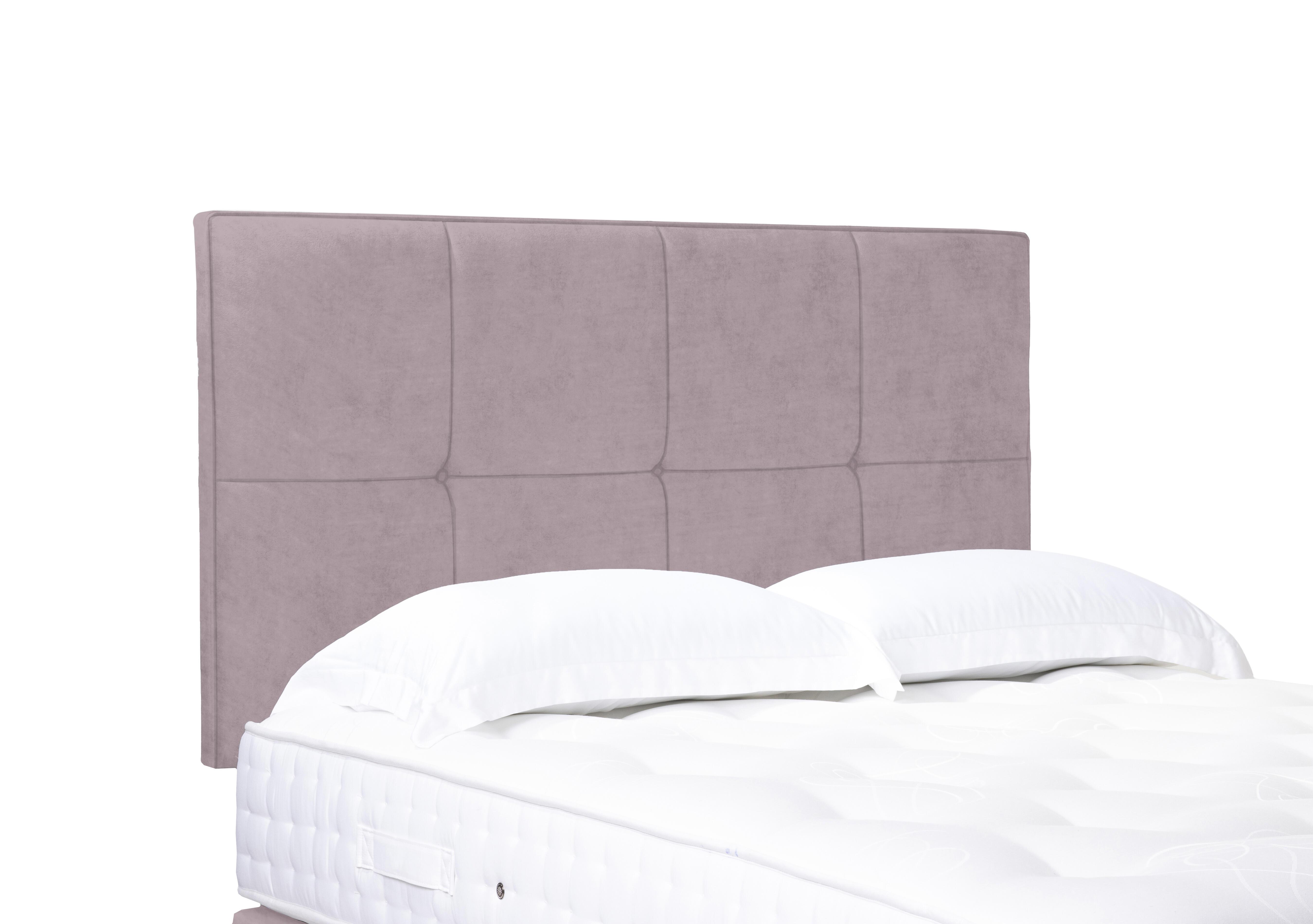 Artisan Collection Reigns High Strutted Headboard in Plush Lilac on Furniture Village
