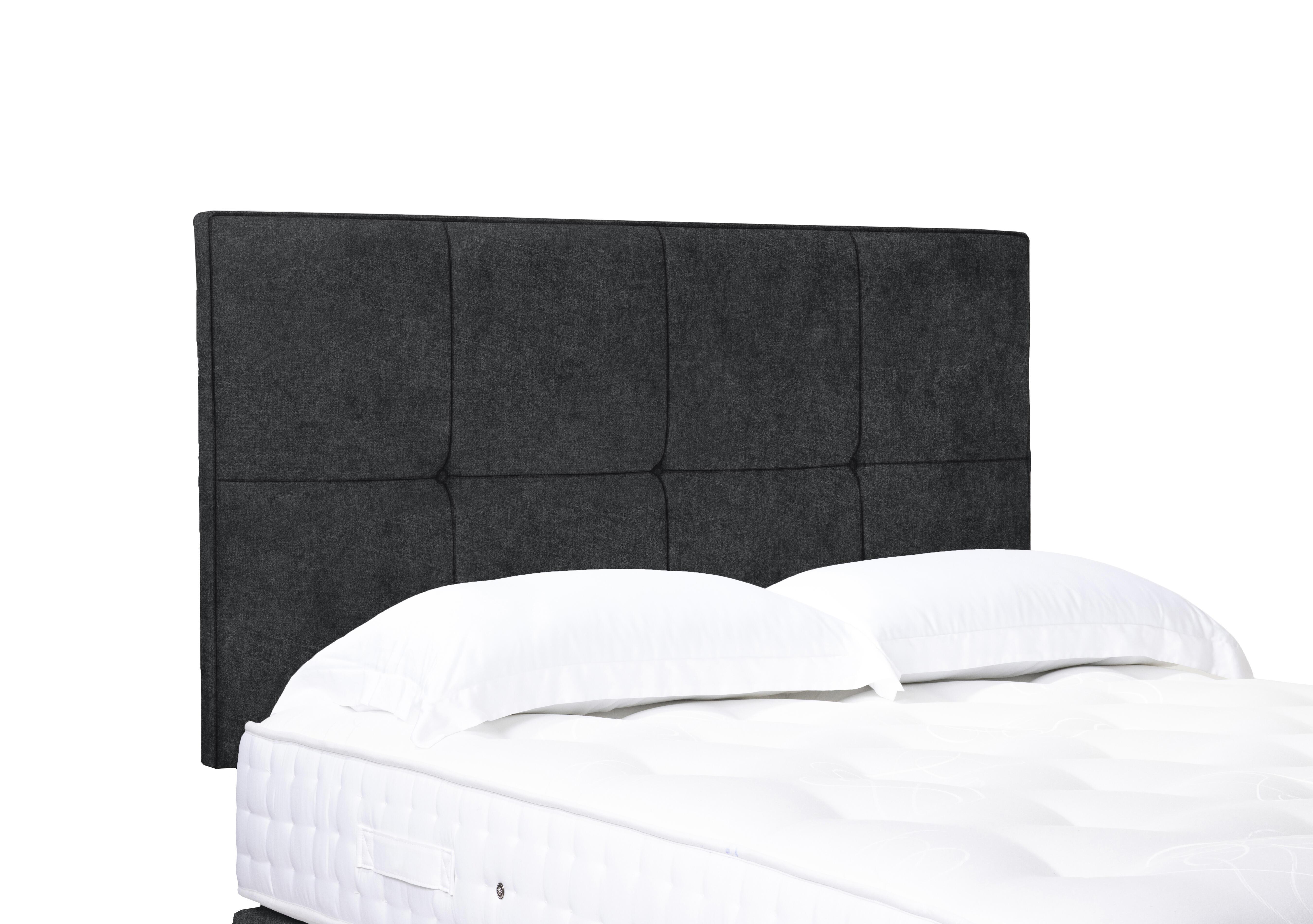 Artisan Collection Reigns High Strutted Headboard in Tweed Charcoal on Furniture Village