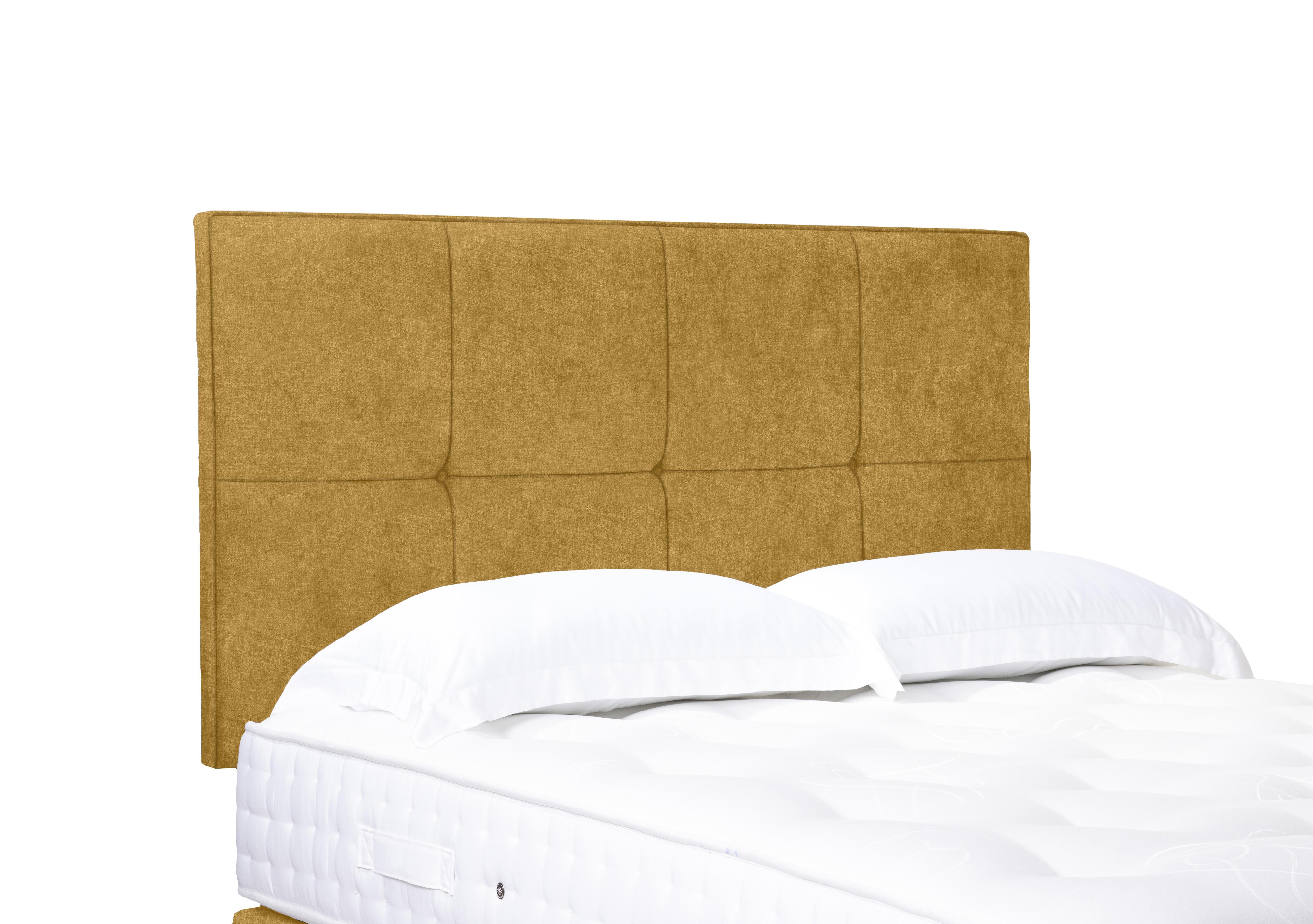 Artisan Collection Reigns High Strutted Headboard in Tweed Mustard on Furniture Village