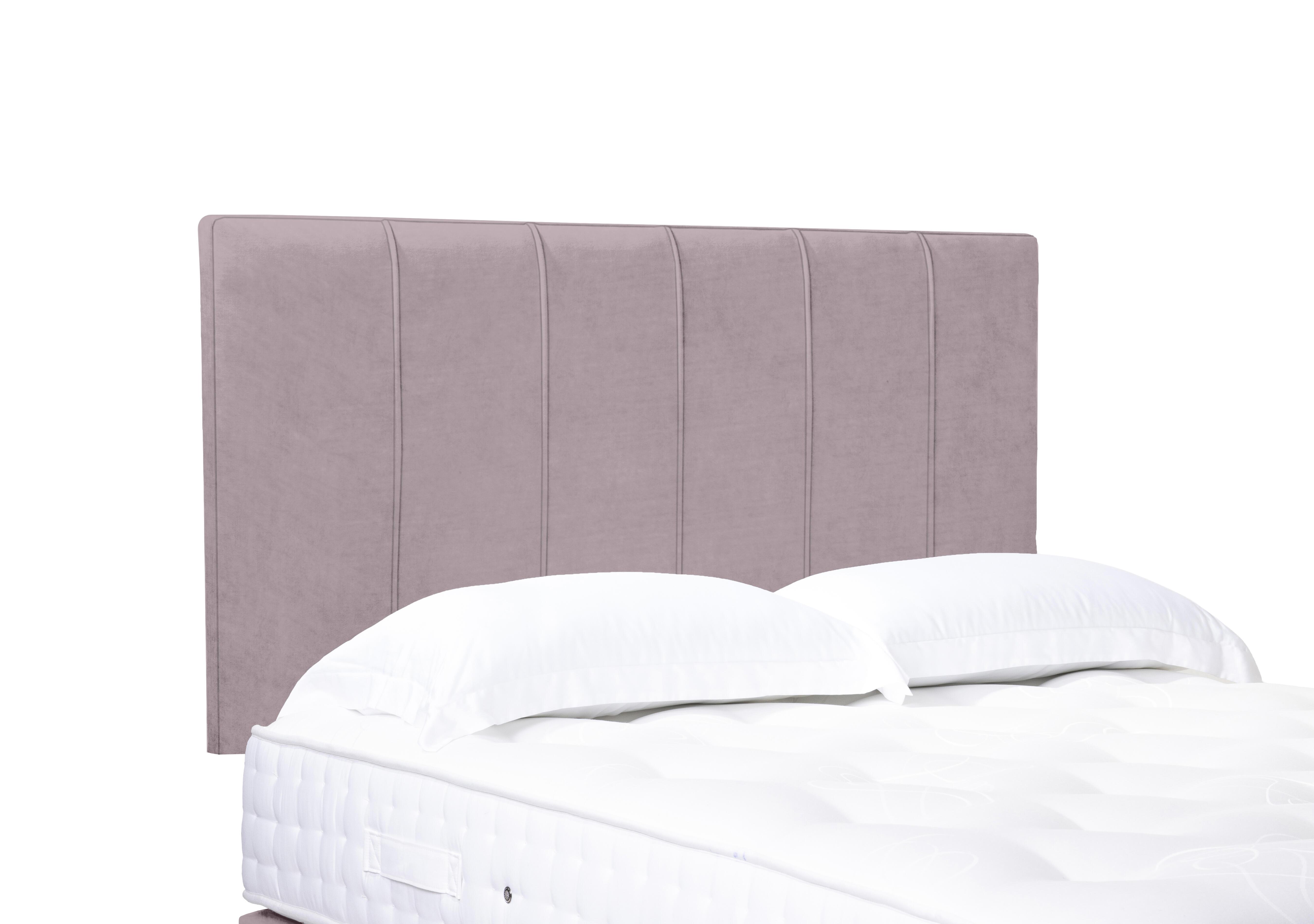 Rhodes High Strutted Headboard in Plush Lilac on Furniture Village