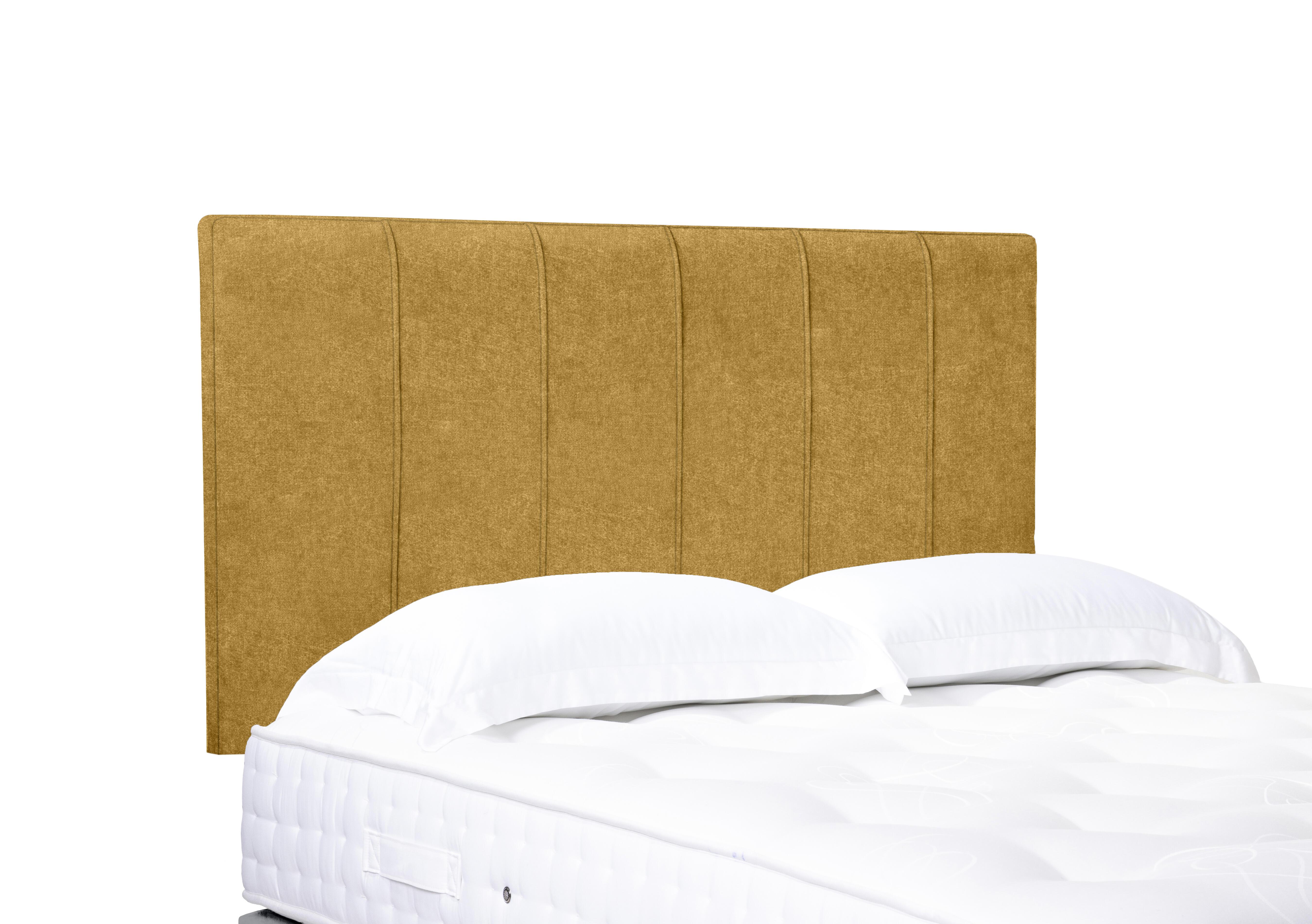Artisan Collection Rhodes High Strutted Headboard in Tweed Mustard on Furniture Village