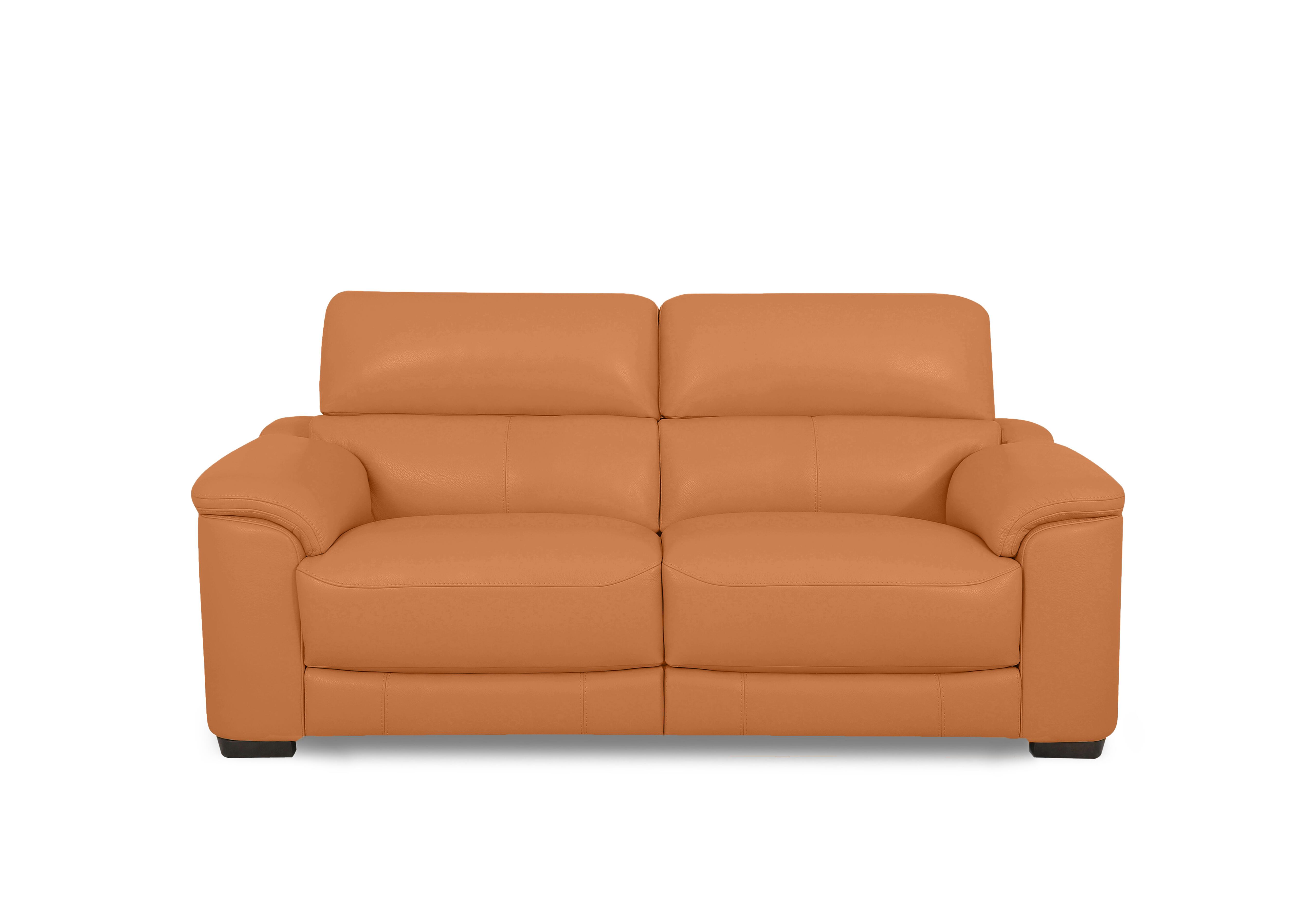 Nova Leather 2 Seater Power Recliner Sofa with Power Headrests in Bv-335e Honey Yellow on Furniture Village