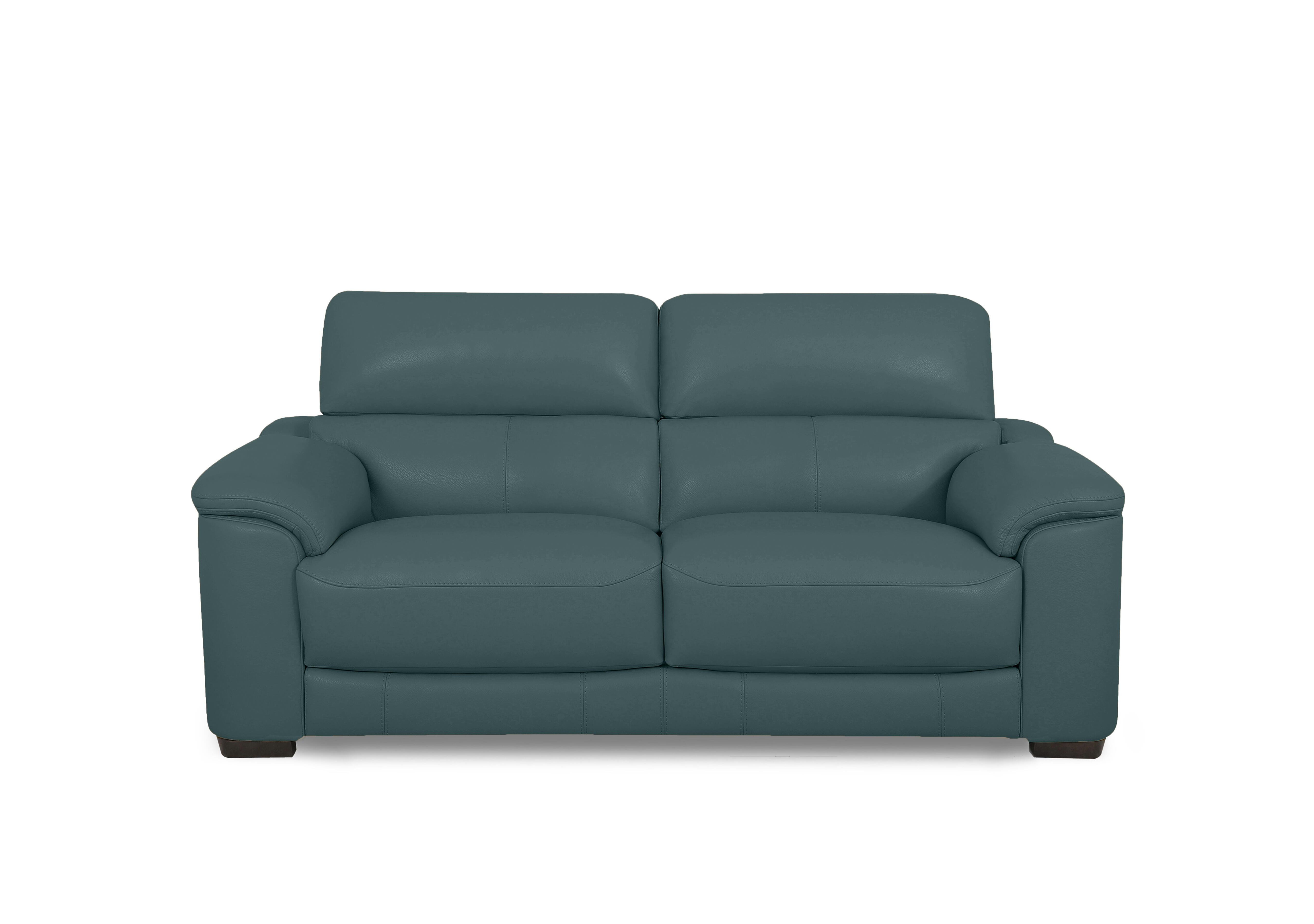 Nova Leather 2 Seater Sofa in Bv-301e Lake Green on Furniture Village