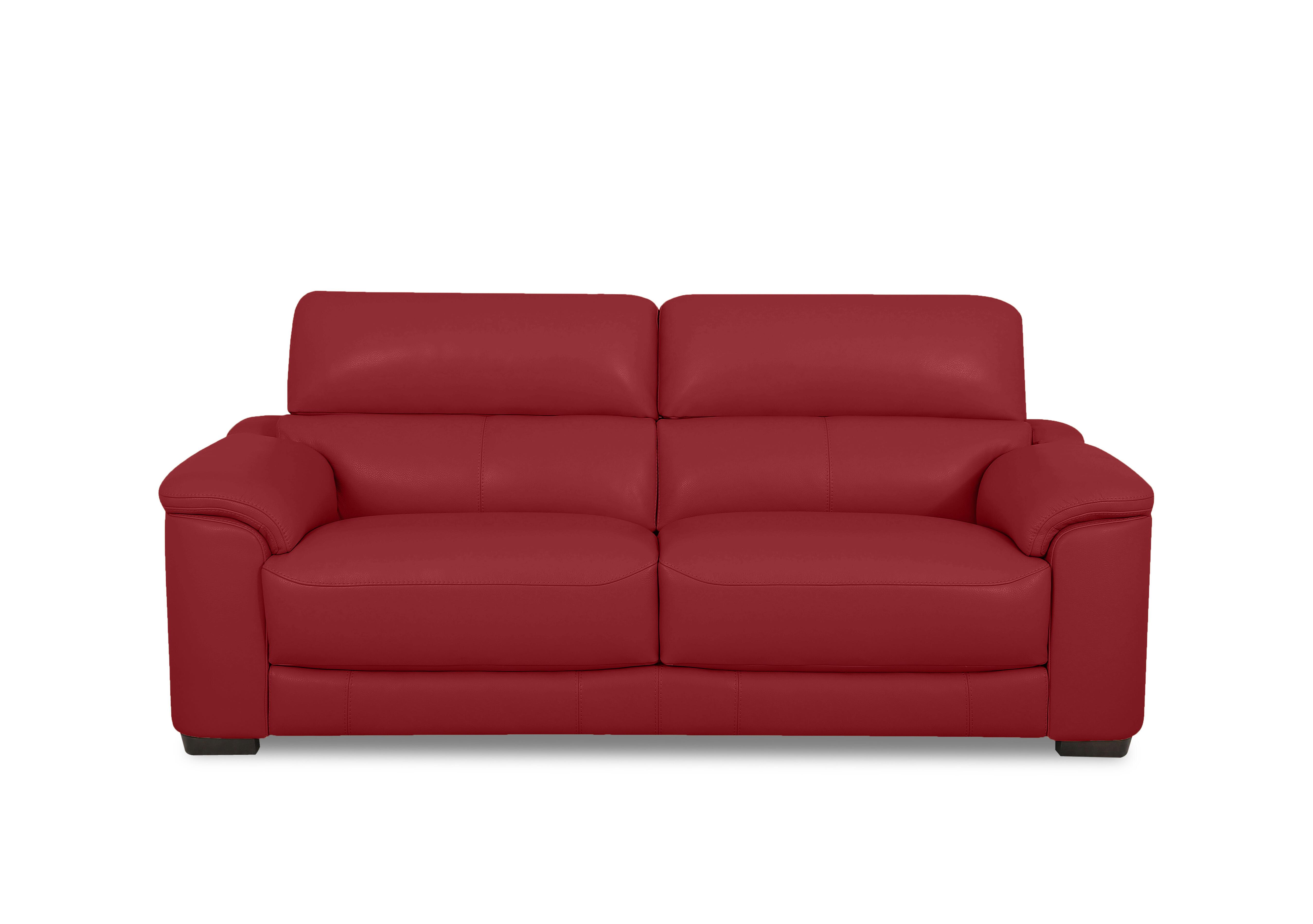 Nova Leather 3 Seater Sofa in Bv-0008 Pure Red on Furniture Village