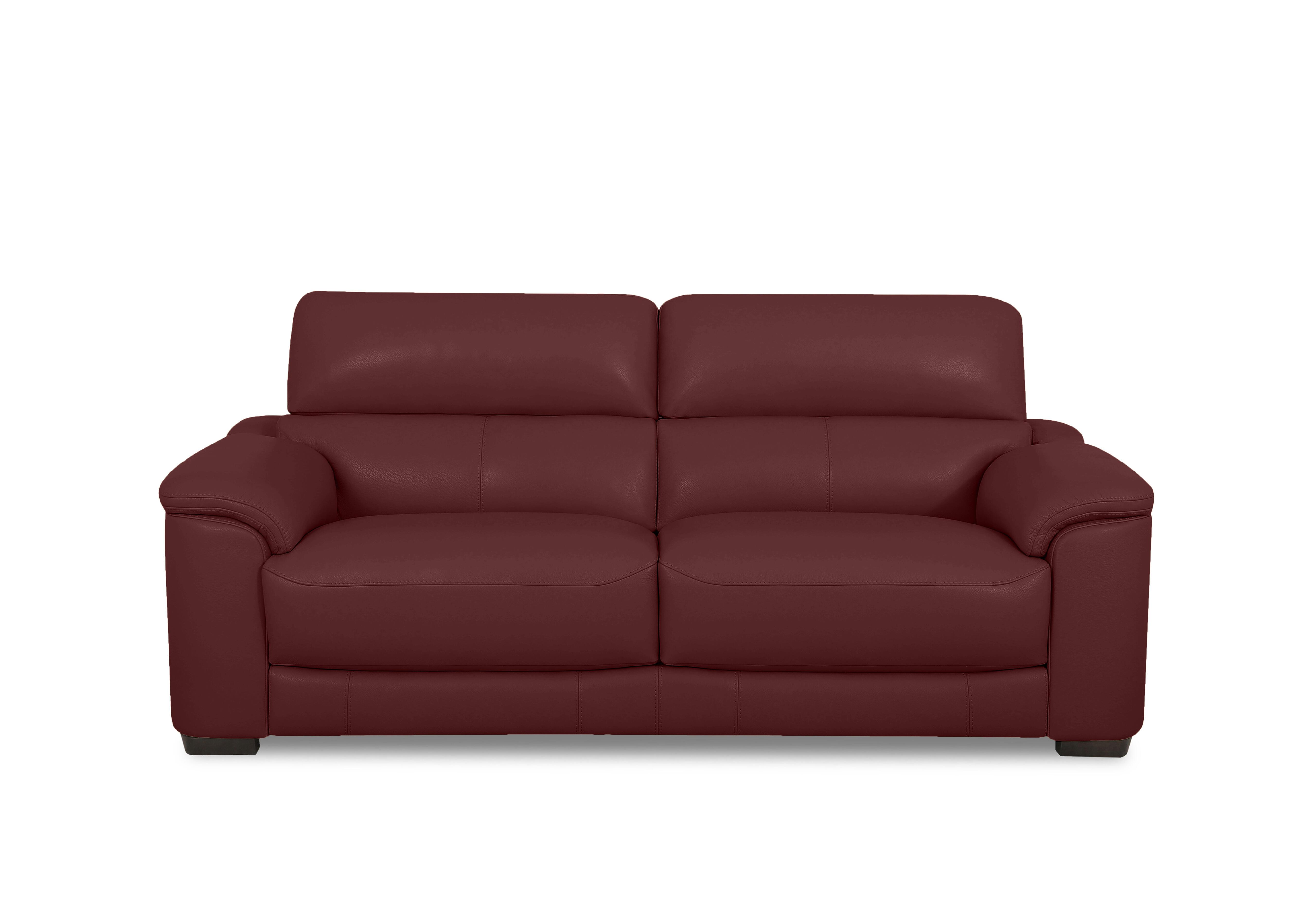Nova Leather 3 Seater Sofa in Bv-035c Deep Red on Furniture Village