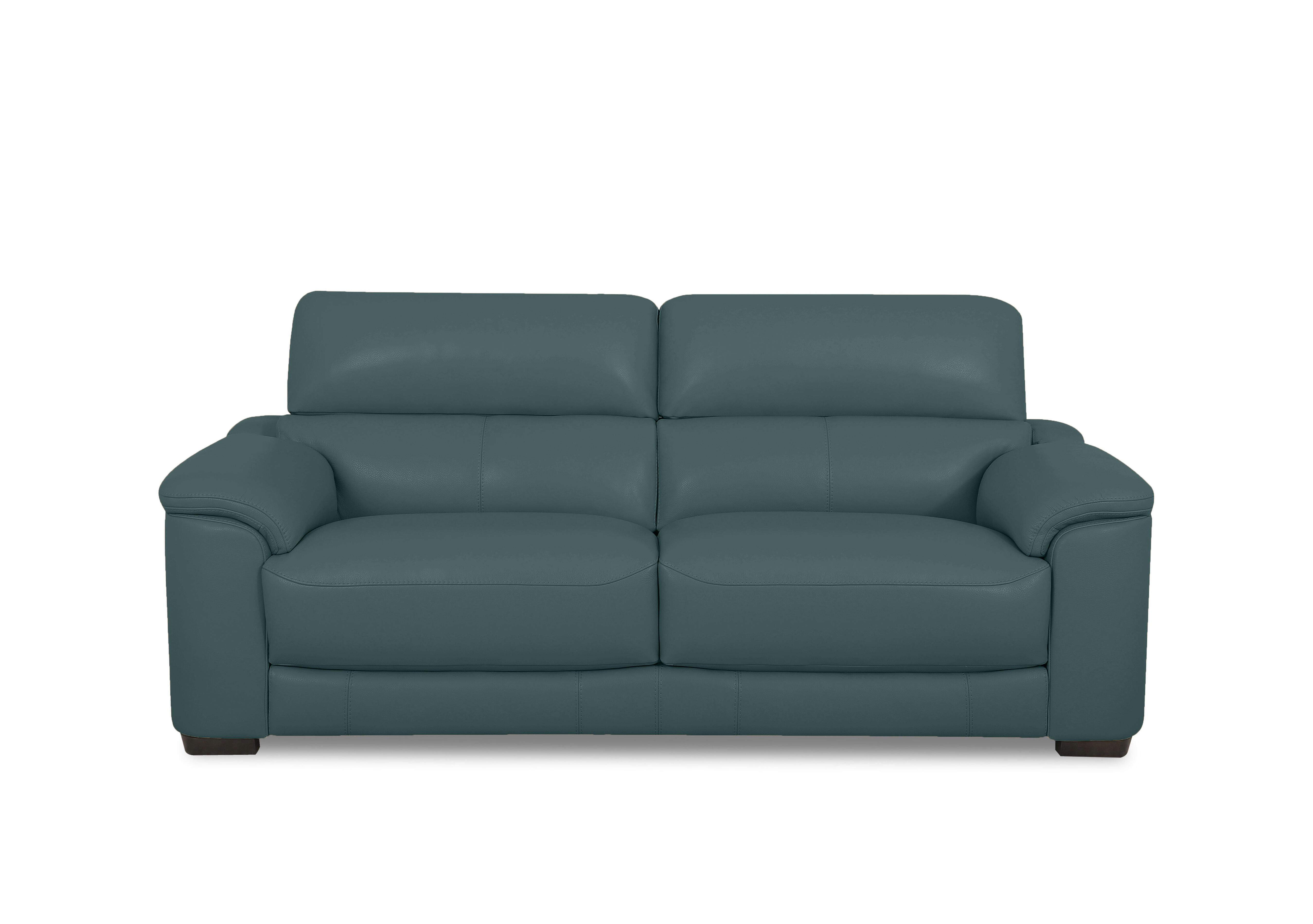 Nova Leather 3 Seater Sofa in Bv-301e Lake Green on Furniture Village