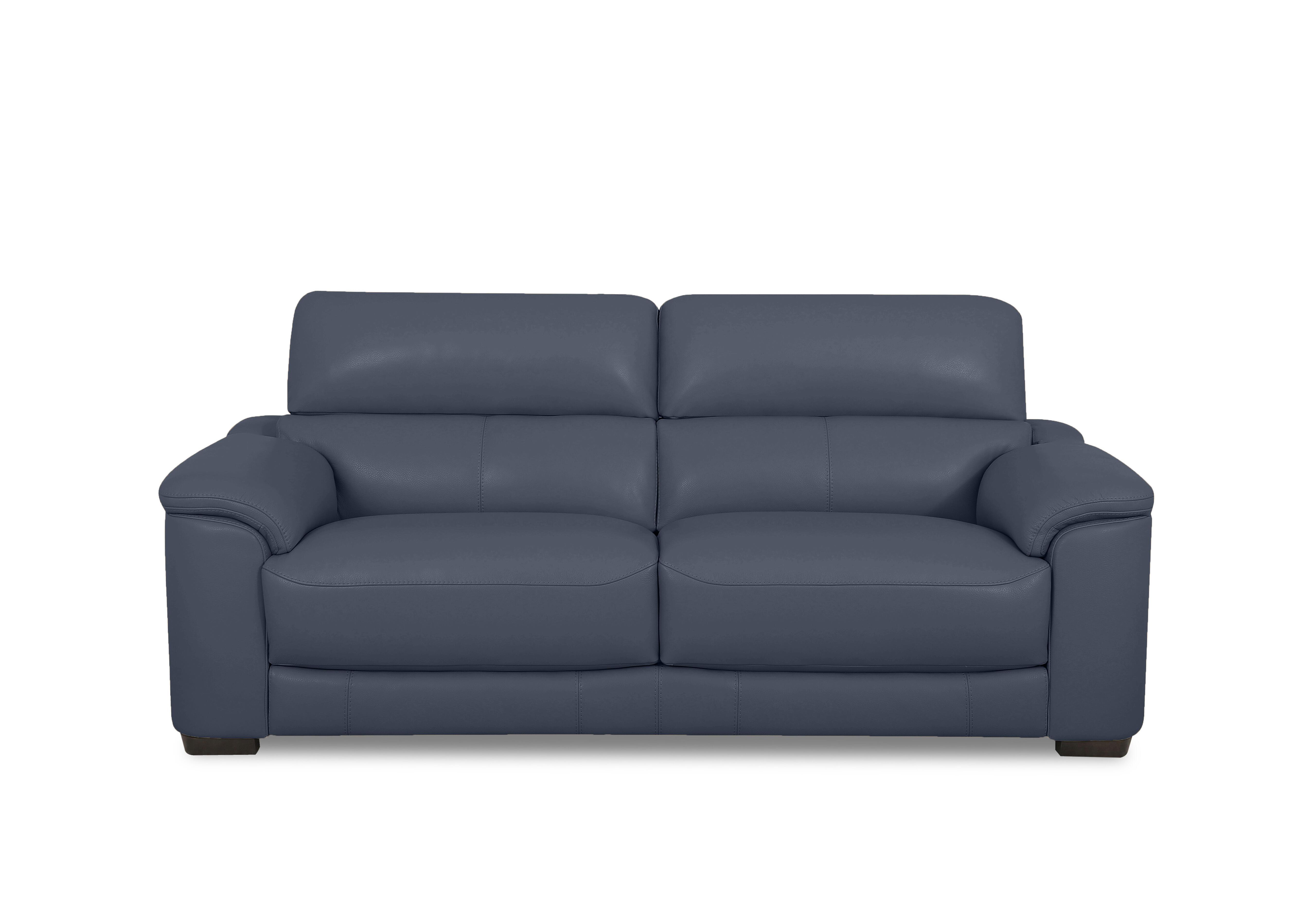 Nova Leather 3 Seater Sofa in Bv-313e Ocean Blue on Furniture Village