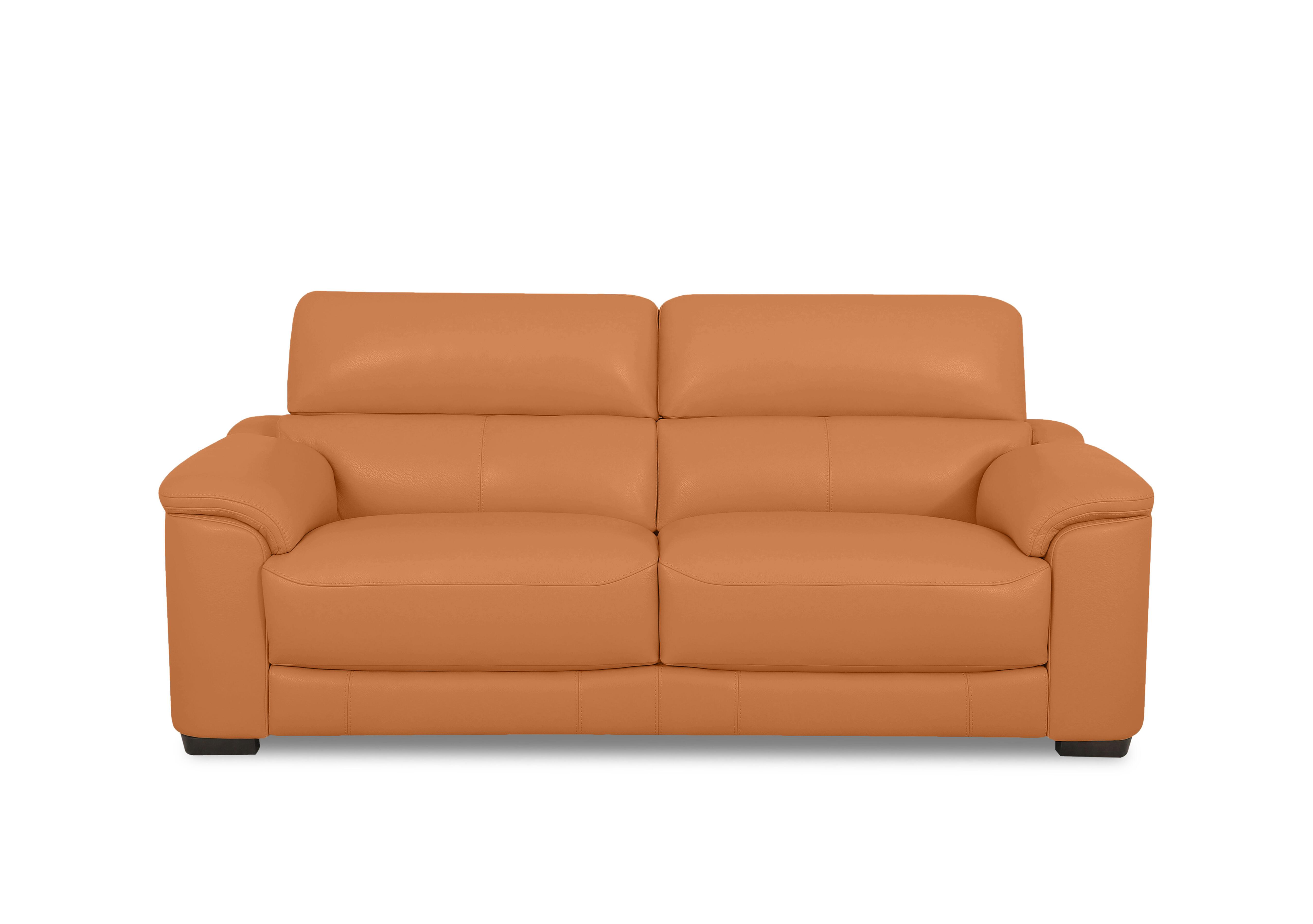 Nova Leather 3 Seater Sofa in Bv-335e Honey Yellow on Furniture Village