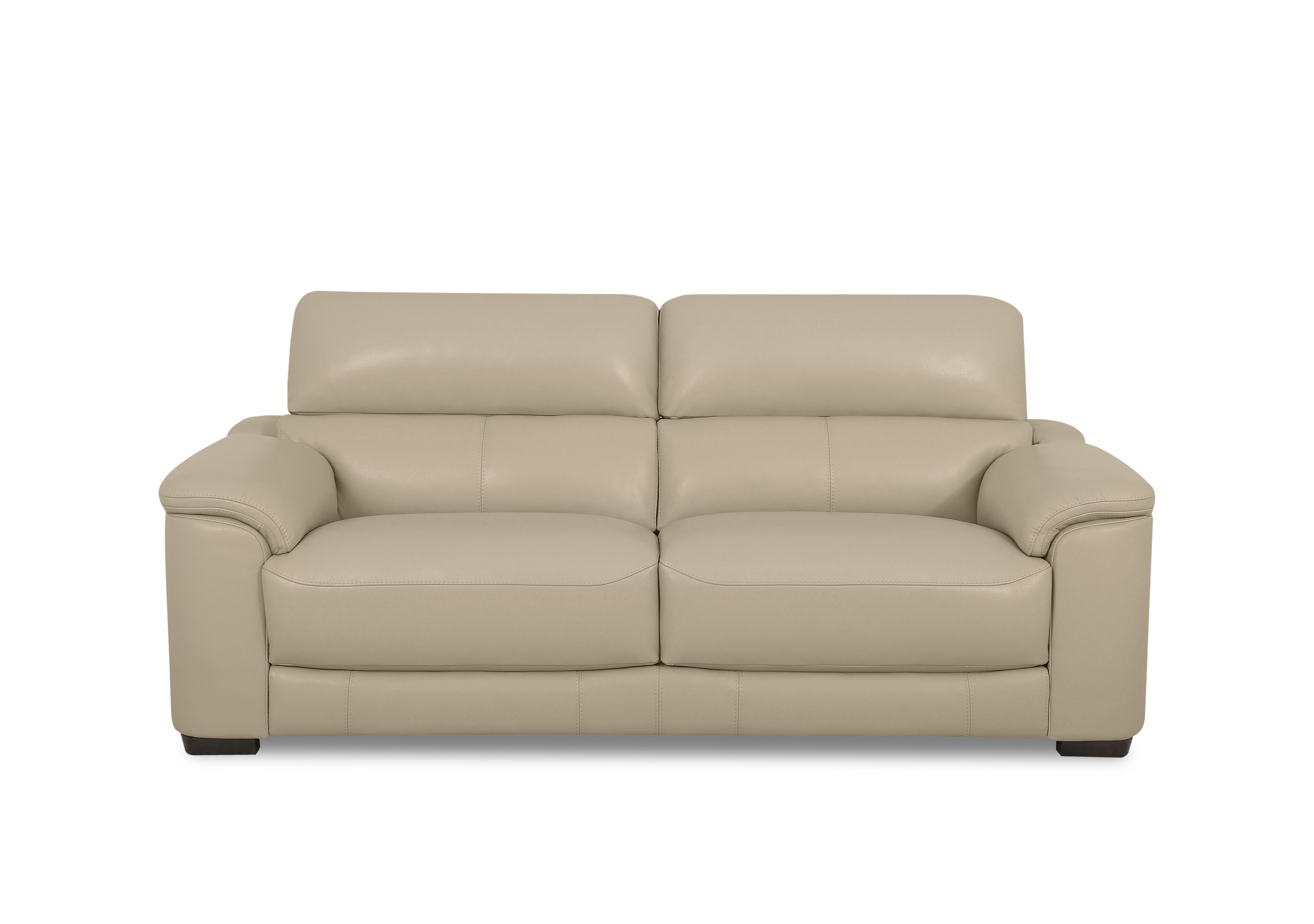 Nova Leather 3 Seater Sofa in Hw-039c Pebble on Furniture Village