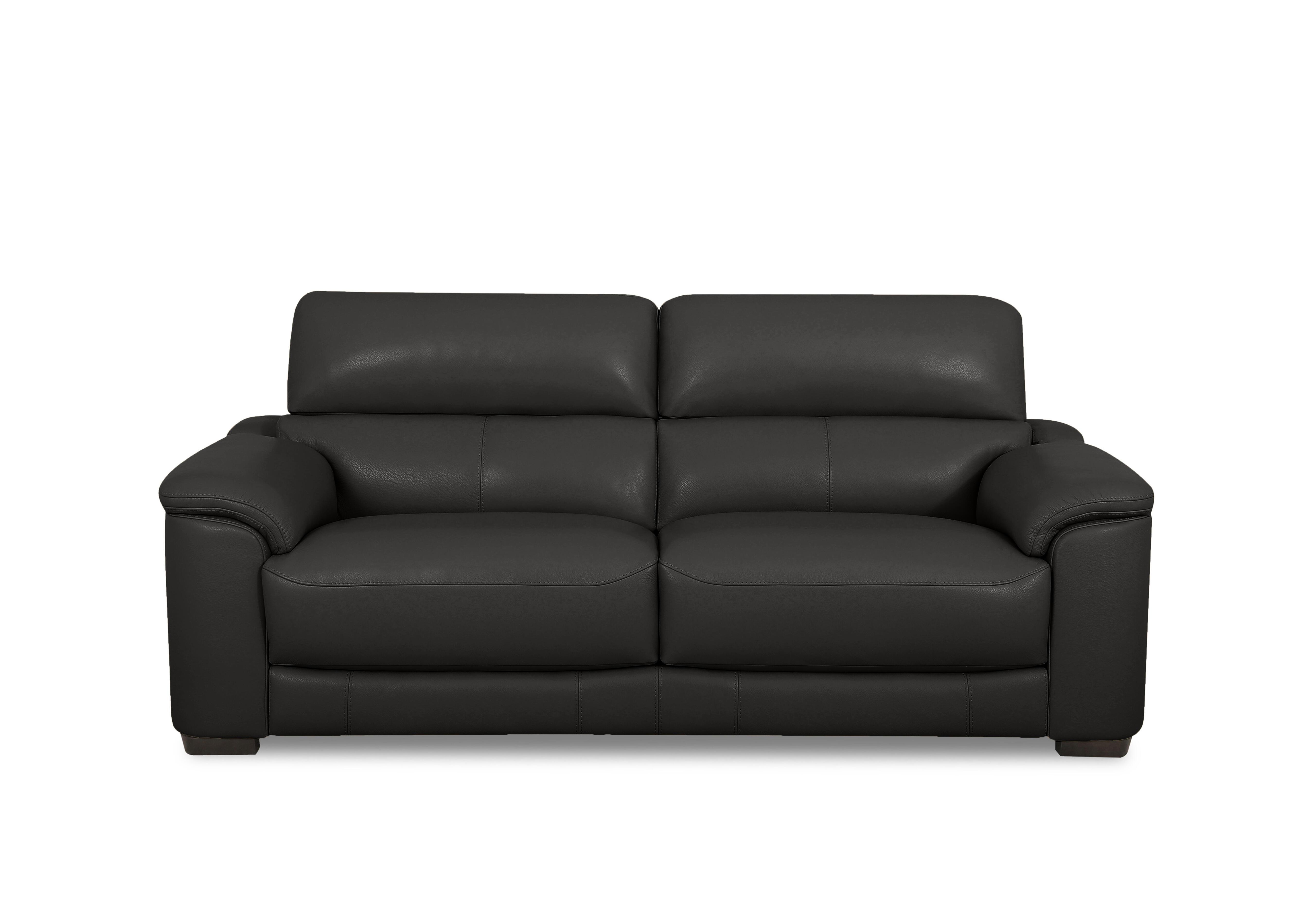 Nova Leather 3 Seater Sofa in Hw-887c Black on Furniture Village