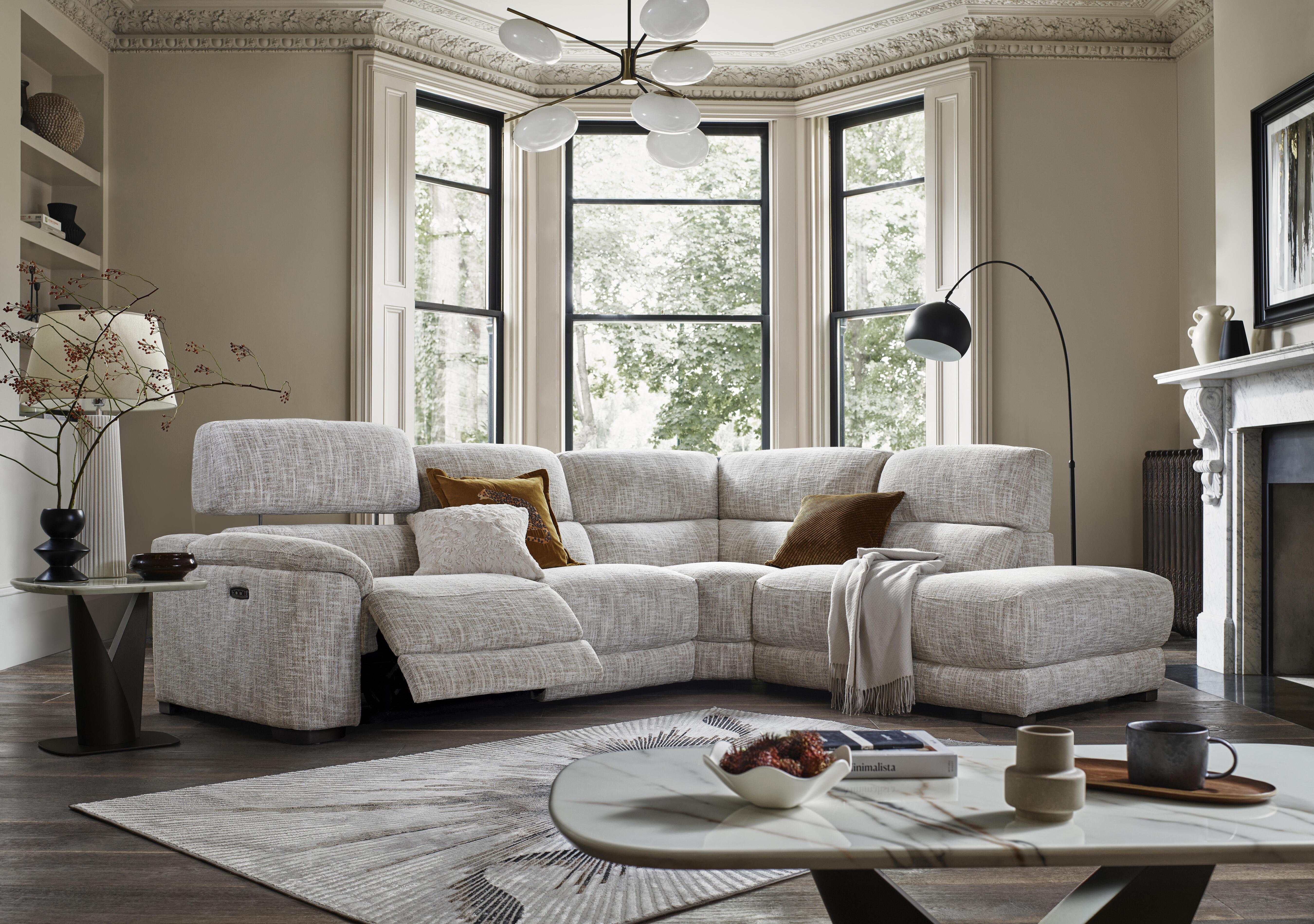 Nova Fabric Power Recliner Chaise End Sofa with Power Headrests in  on Furniture Village