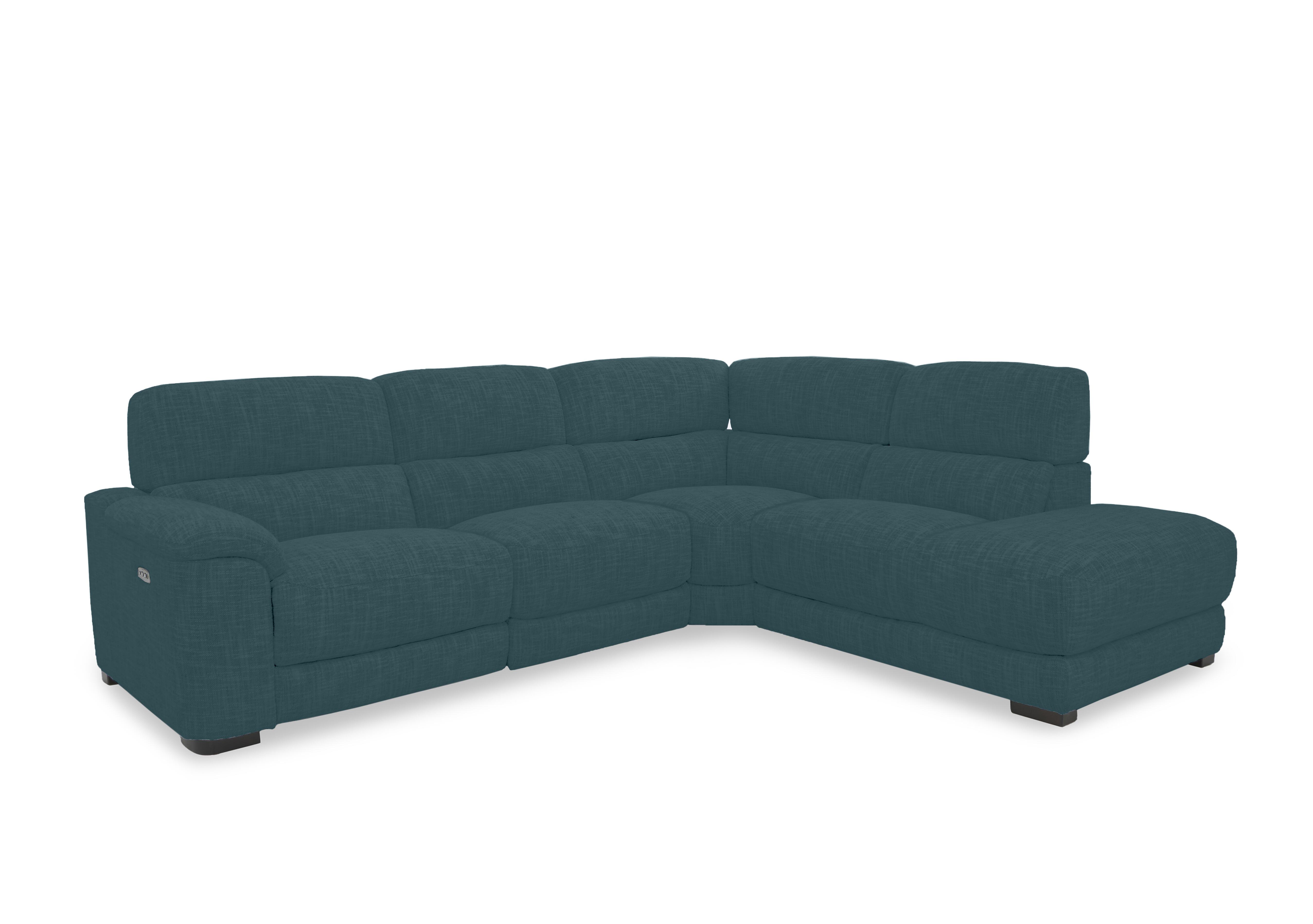Nova Fabric Power Recliner Chaise End Sofa with Power Headrests in Fab-Can-R340 Peacock on Furniture Village