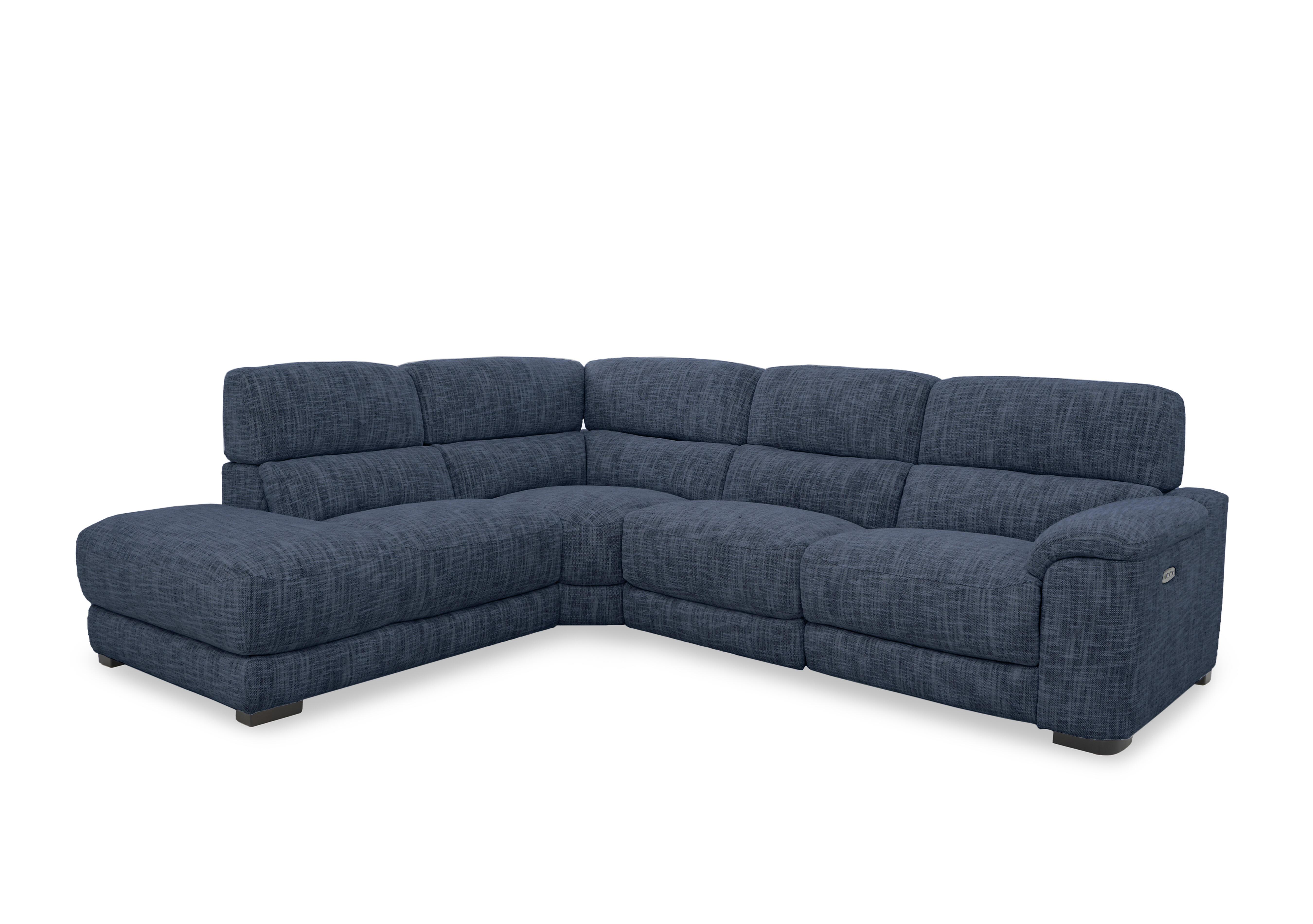Nova Fabric Power Recliner Chaise End Sofa with Power Headrests in Fab-Mga-R10 Dark Denim on Furniture Village